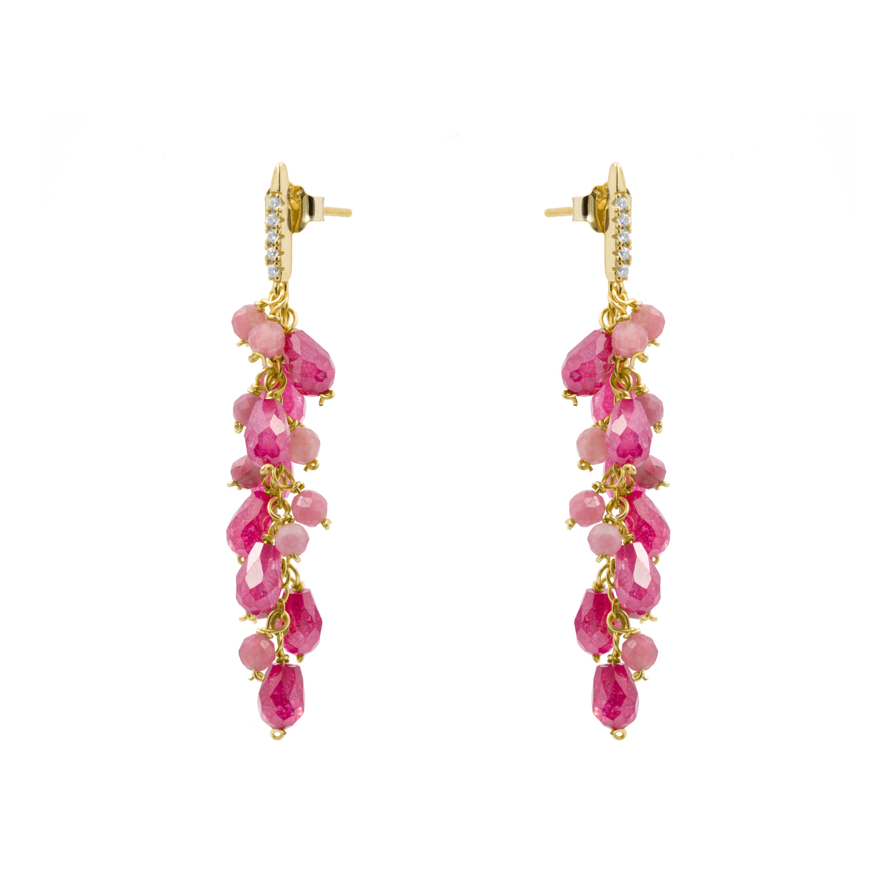 Pendientes de Circonita Rubí acabado en oro amarillo de 18k - Unma