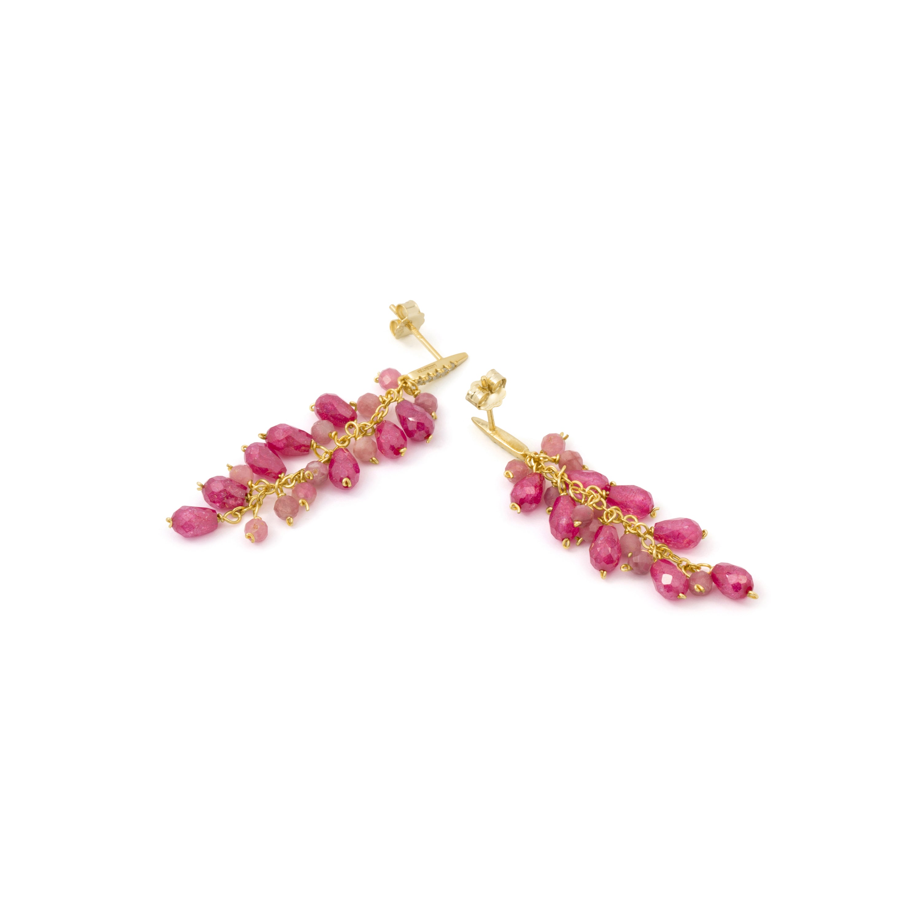 Pendientes de Circonita Rubí acabado en oro amarillo de 18k - Unma
