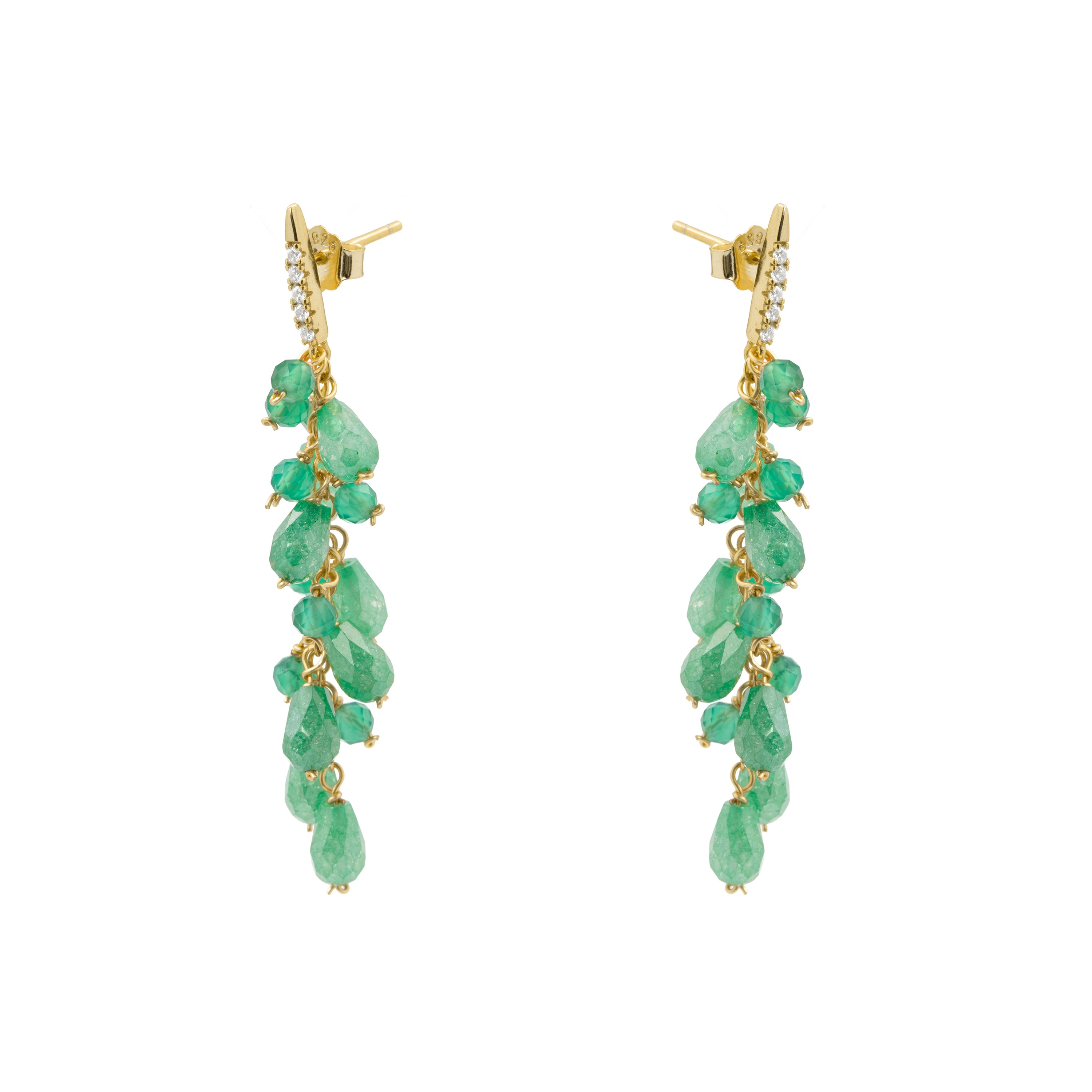 Pendientes de Circonita Verde acabado en oro amarillo de 18k - Unma