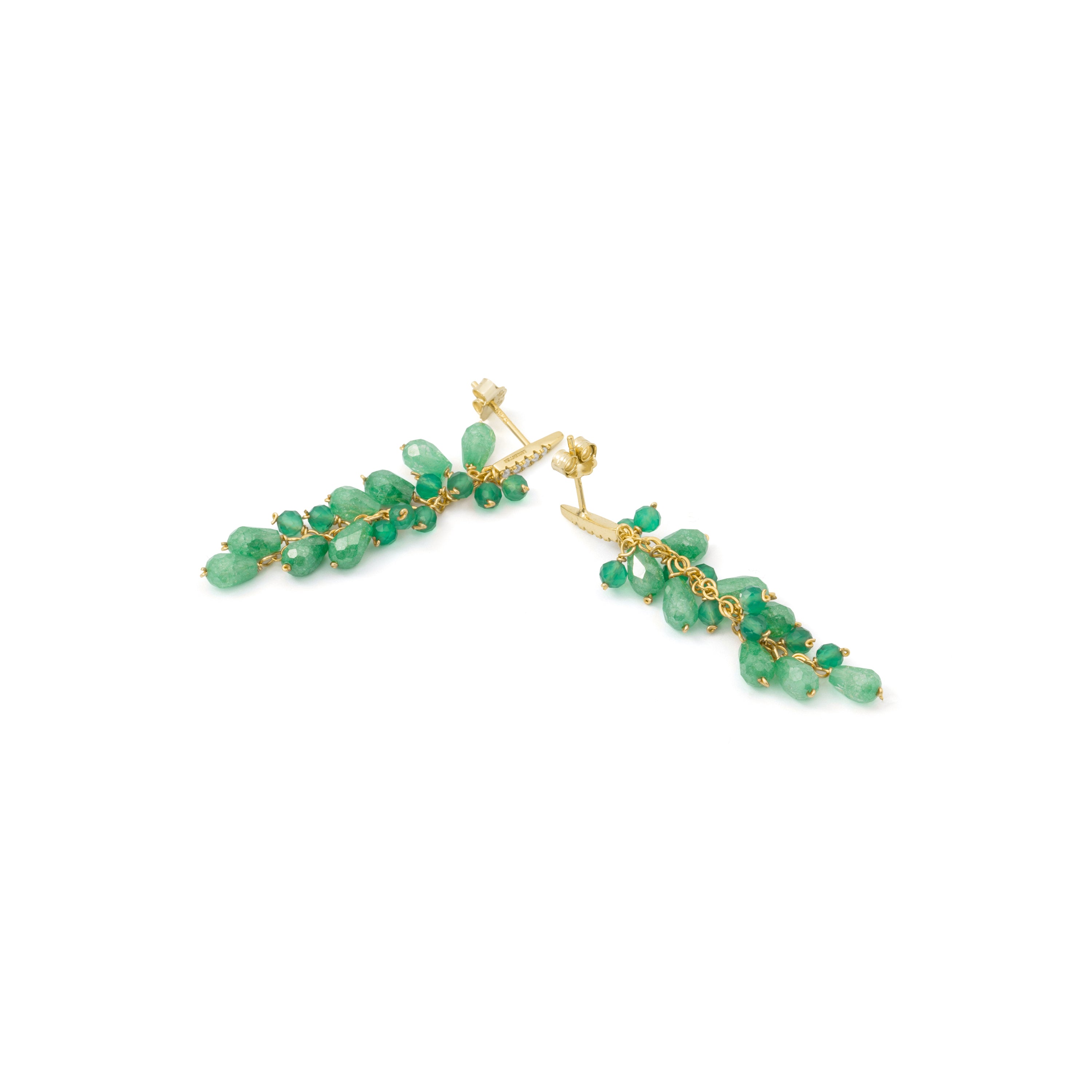 Pendientes de Circonita Verde acabado en oro amarillo de 18k - Unma