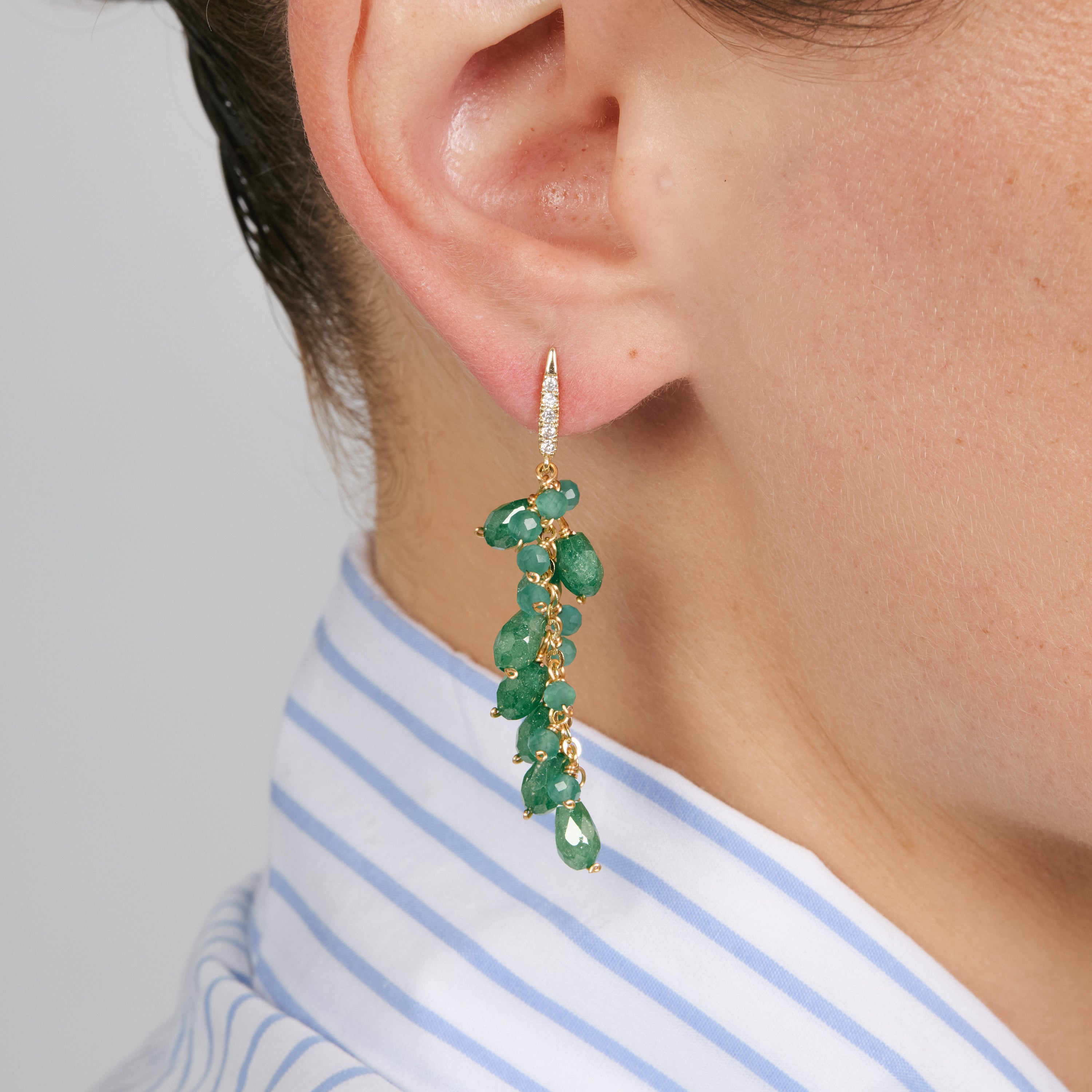 Pendientes de Circonita Verde acabado en oro amarillo de 18k - Unma