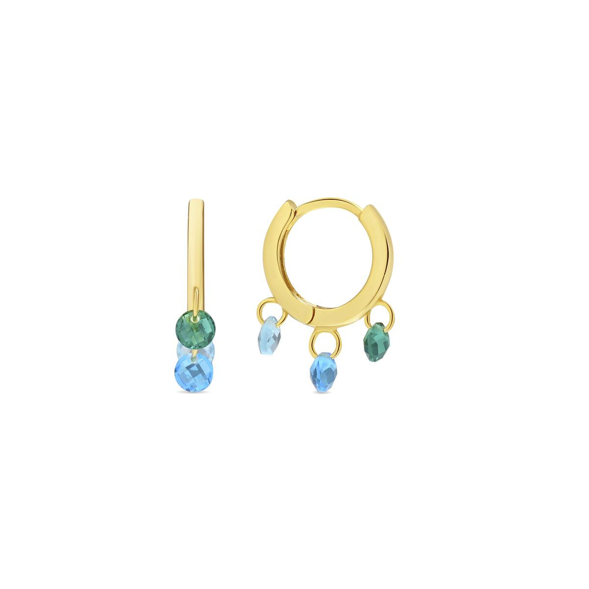 Pendientes de Circonita Multicolor acabado en oro amarillo de 18k - Seinti