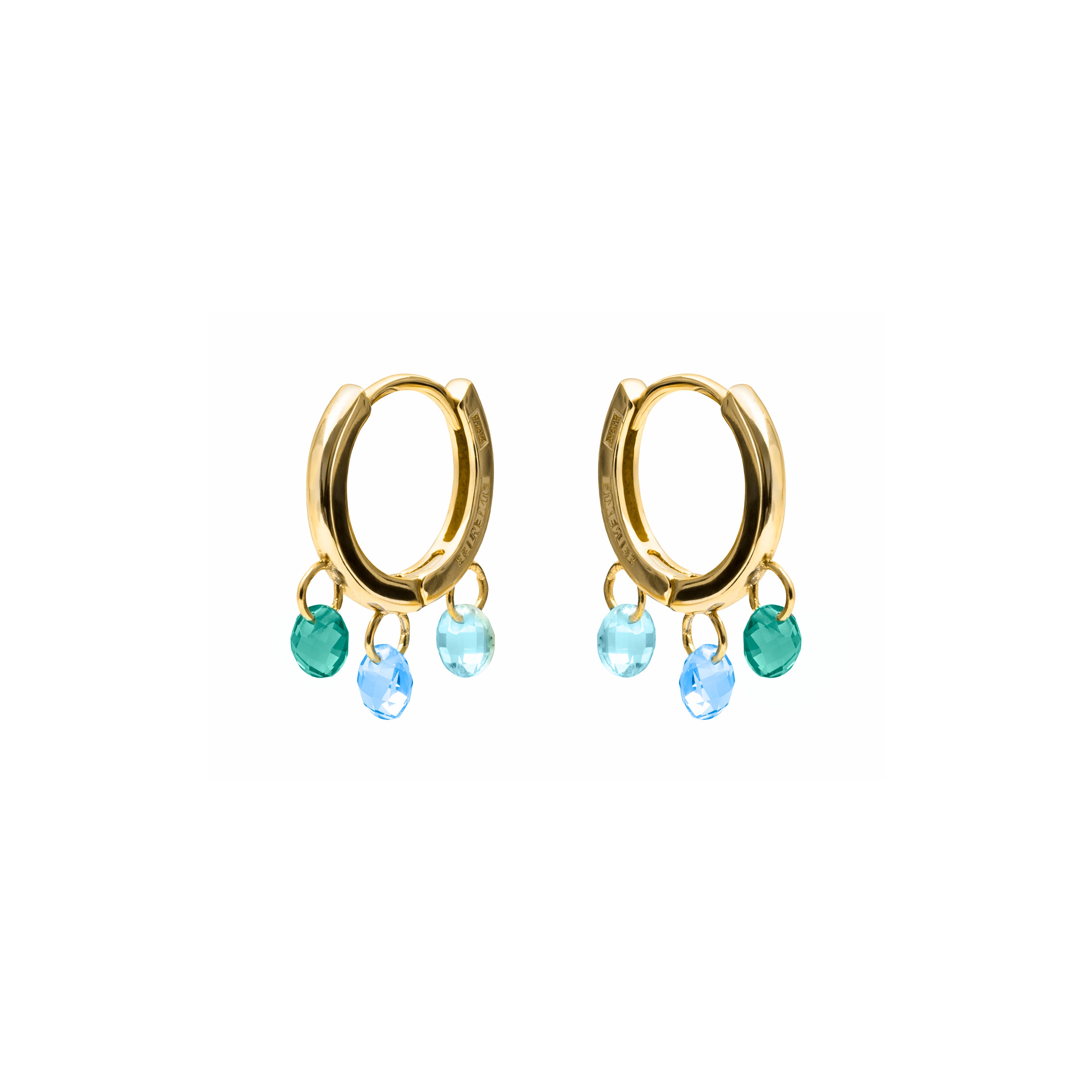 Pendientes de Circonita Multicolor acabado en oro amarillo de 18k - Seinti