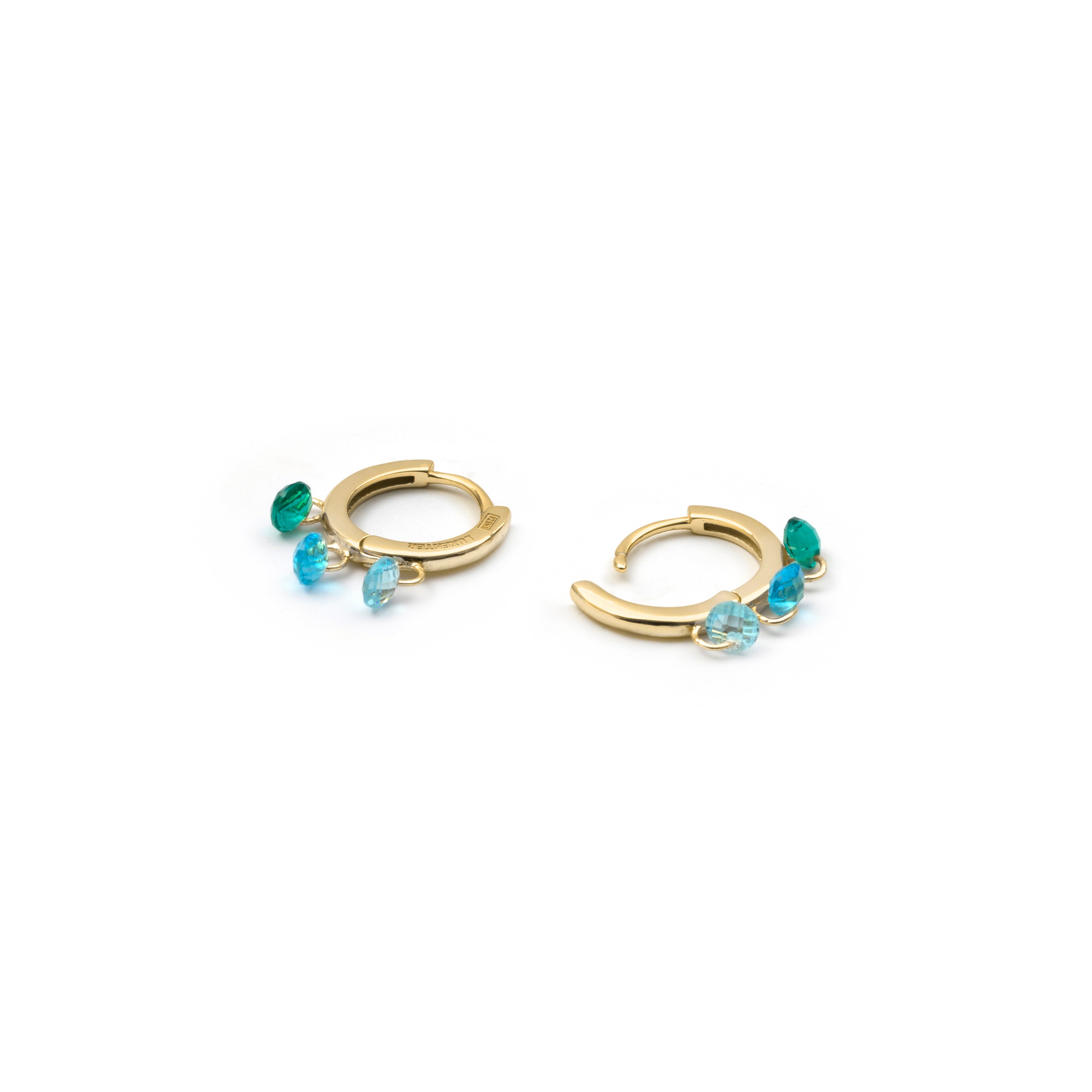 Pendientes de Circonita Multicolor acabado en oro amarillo de 18k - Seinti