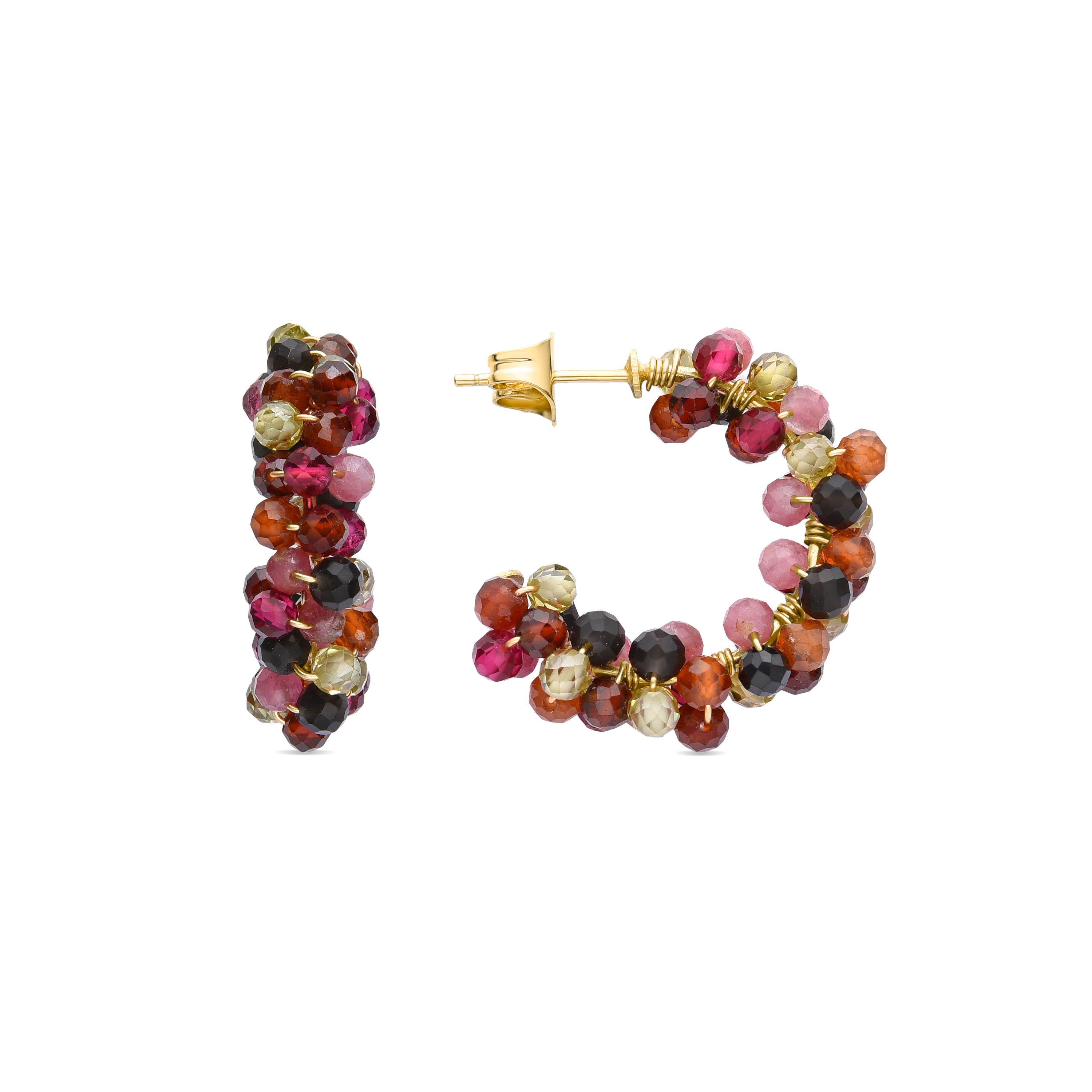 Mehrfarbige Kristallohrringe mit 18K Gelbgold-Finish - Rariki