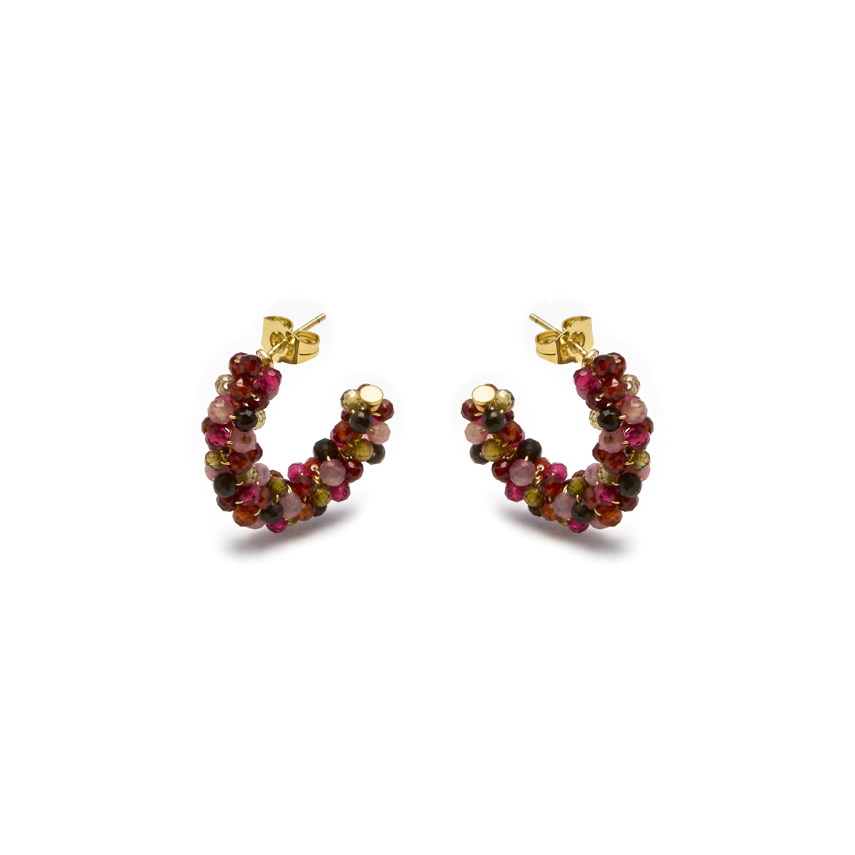 Mehrfarbige Kristallohrringe mit 18K Gelbgold-Finish - Rariki