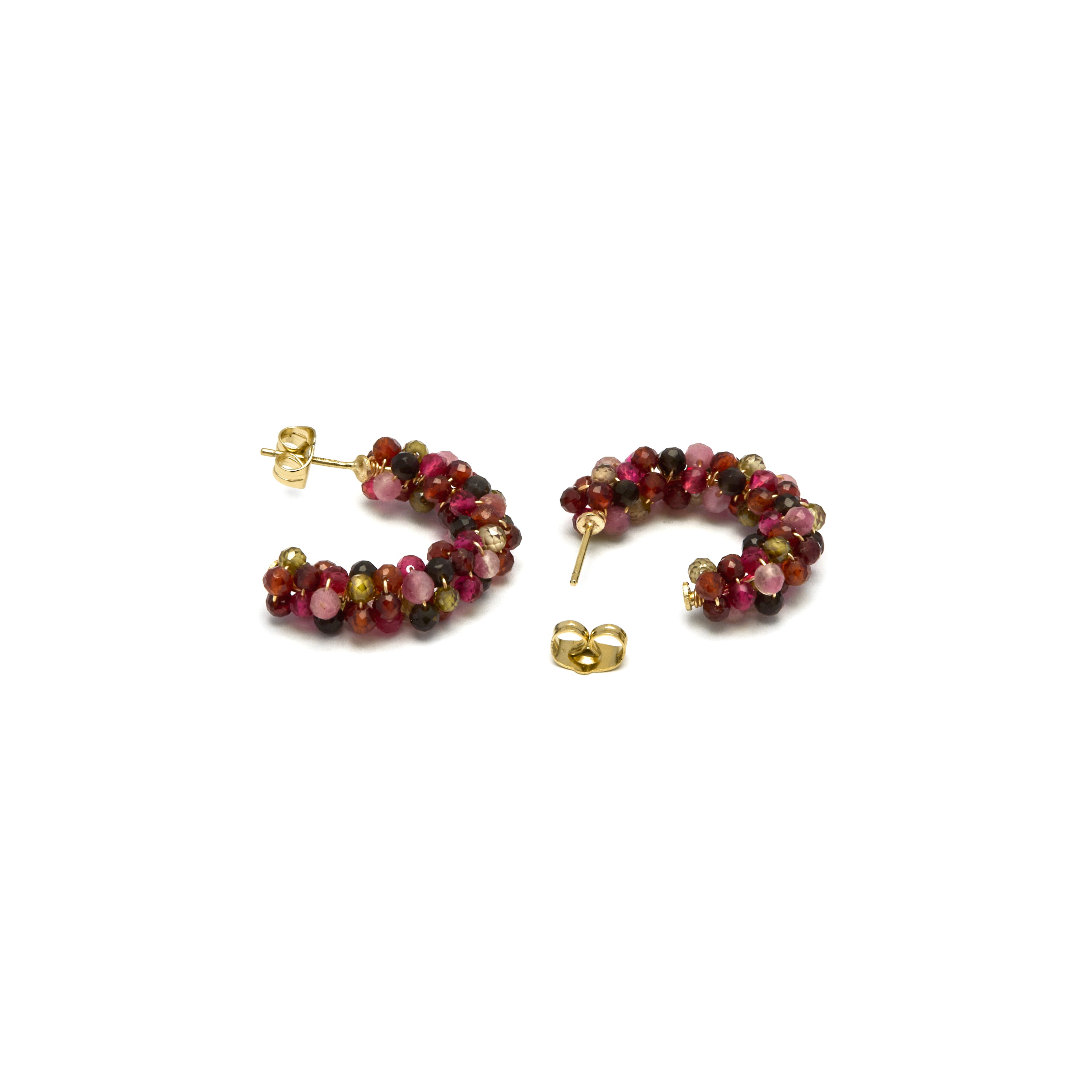 Mehrfarbige Kristallohrringe mit 18K Gelbgold-Finish - Rariki