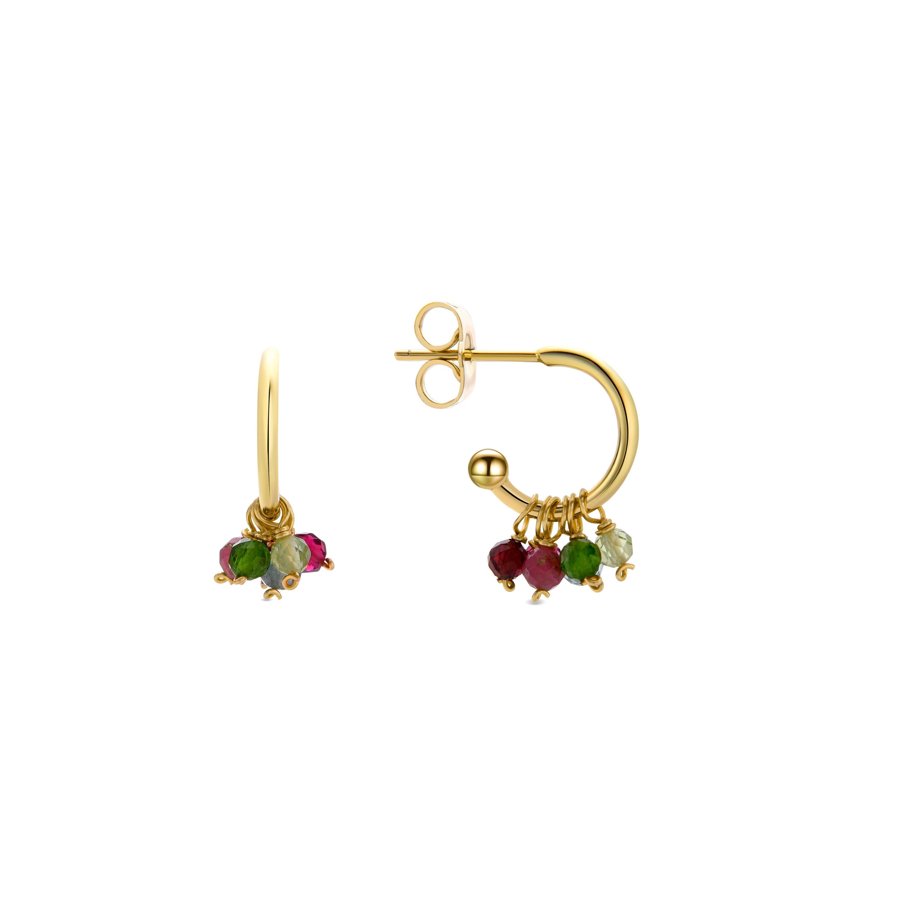 Boucles d'oreilles en cristal multicolore finition or jaune 18K - Letaba
