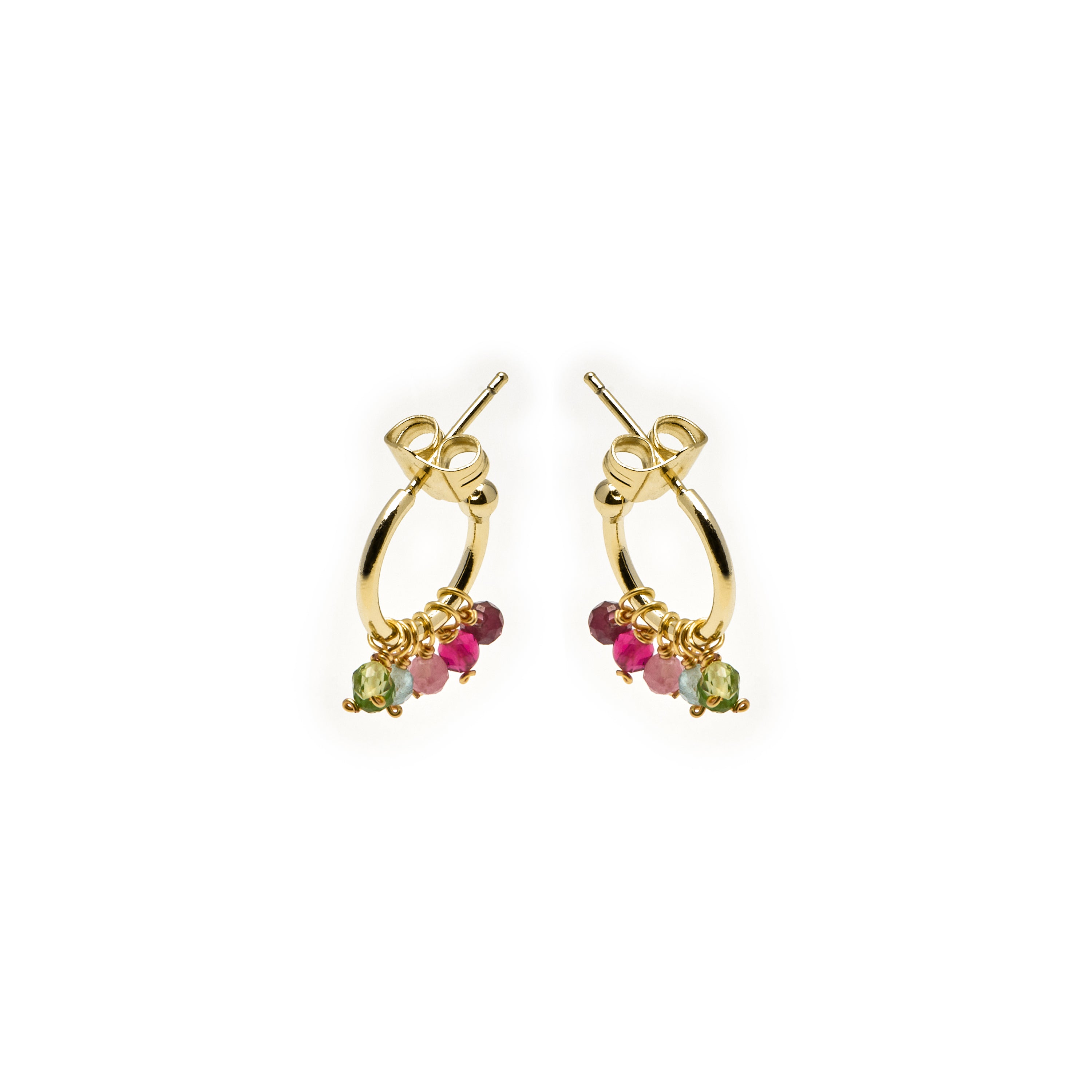 Multicolor Crystal Earrings finished in 18K yellow gold - Letaba