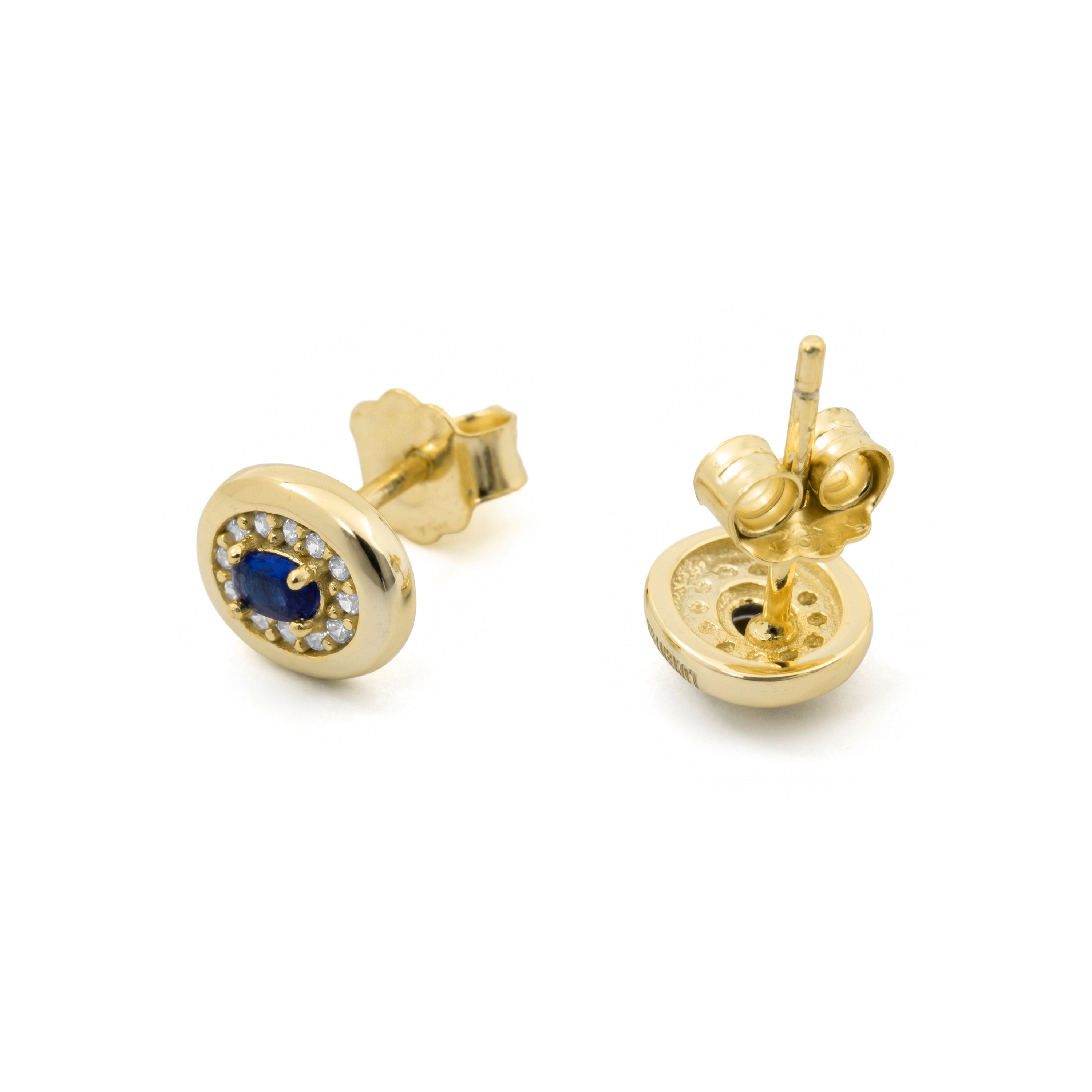 Pendientes de Circonita Zafiro acabado en oro amarillo de 18k - Sahspu