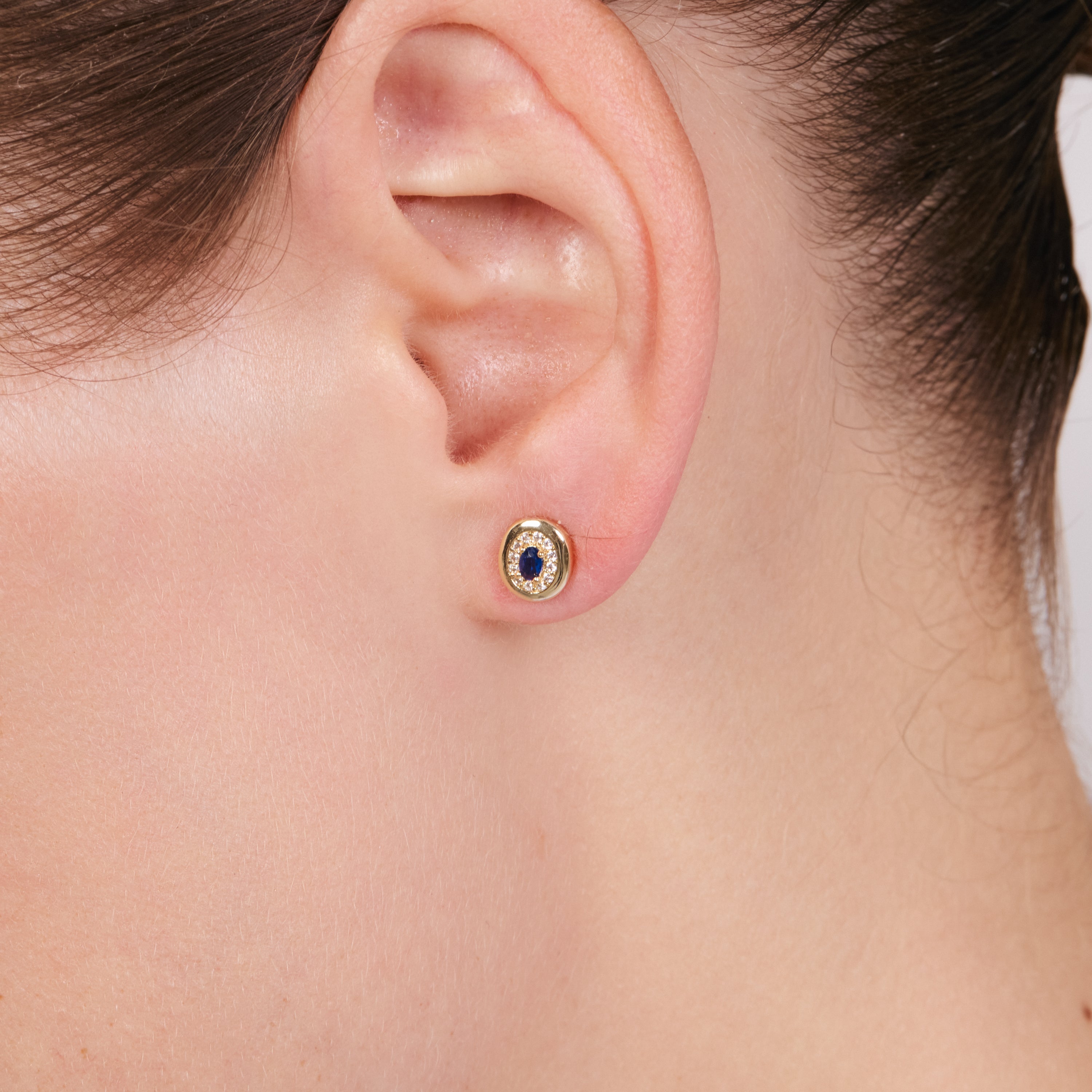 Pendientes de Circonita Zafiro acabado en oro amarillo de 18k - Sahspu