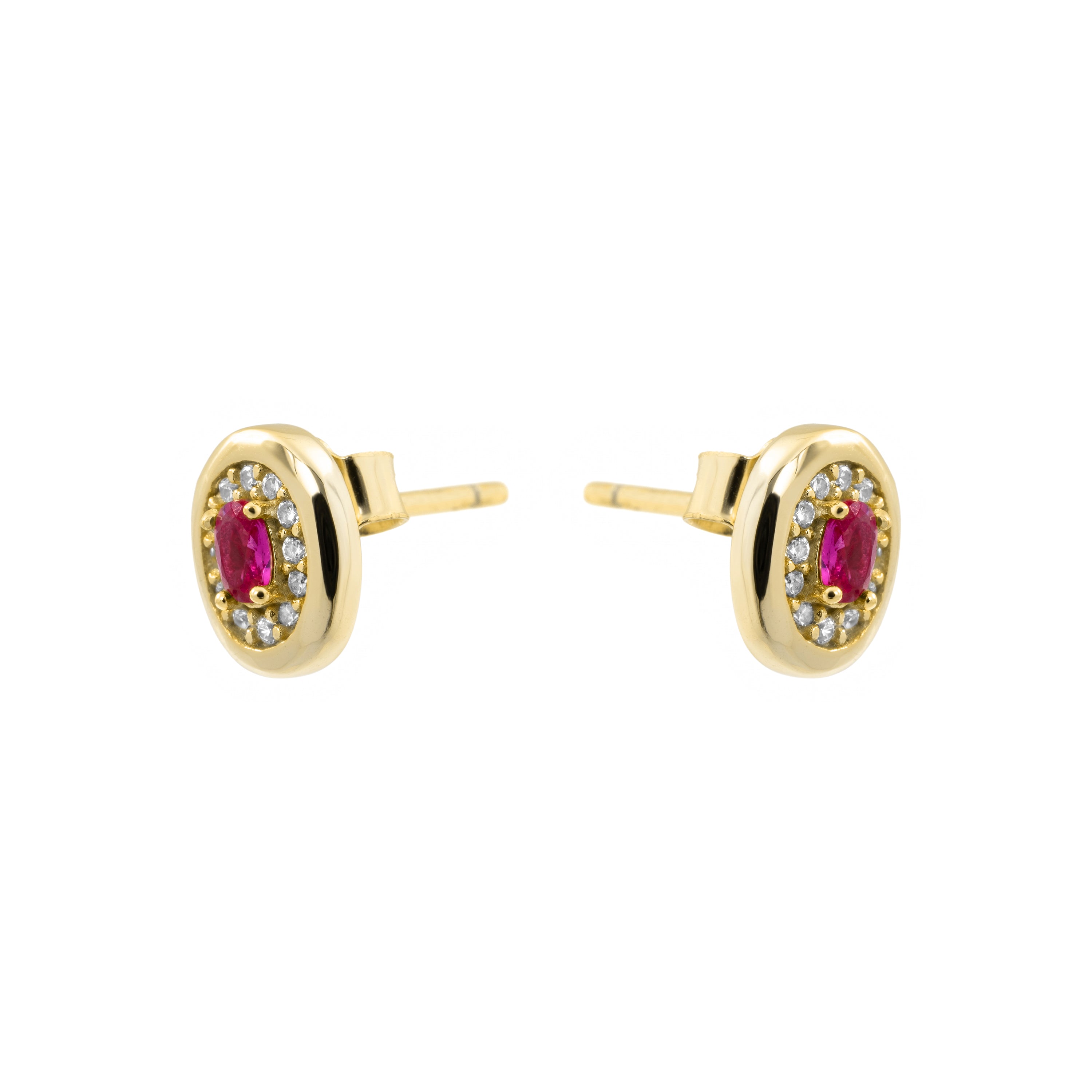 Pendientes de Circonita Rubí acabado en oro amarillo de 18k - Sahspu