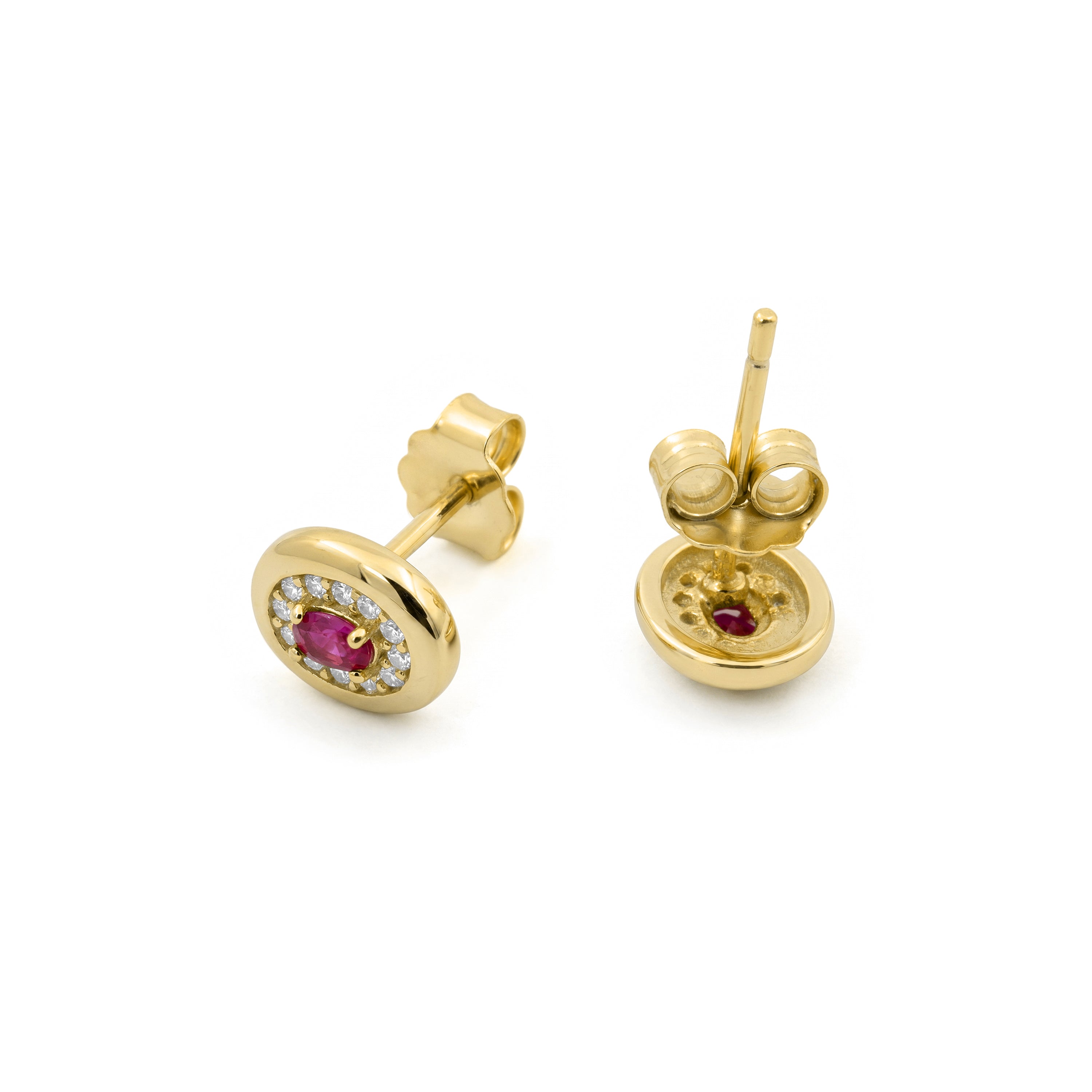 Pendientes de Circonita Rubí acabado en oro amarillo de 18k - Sahspu