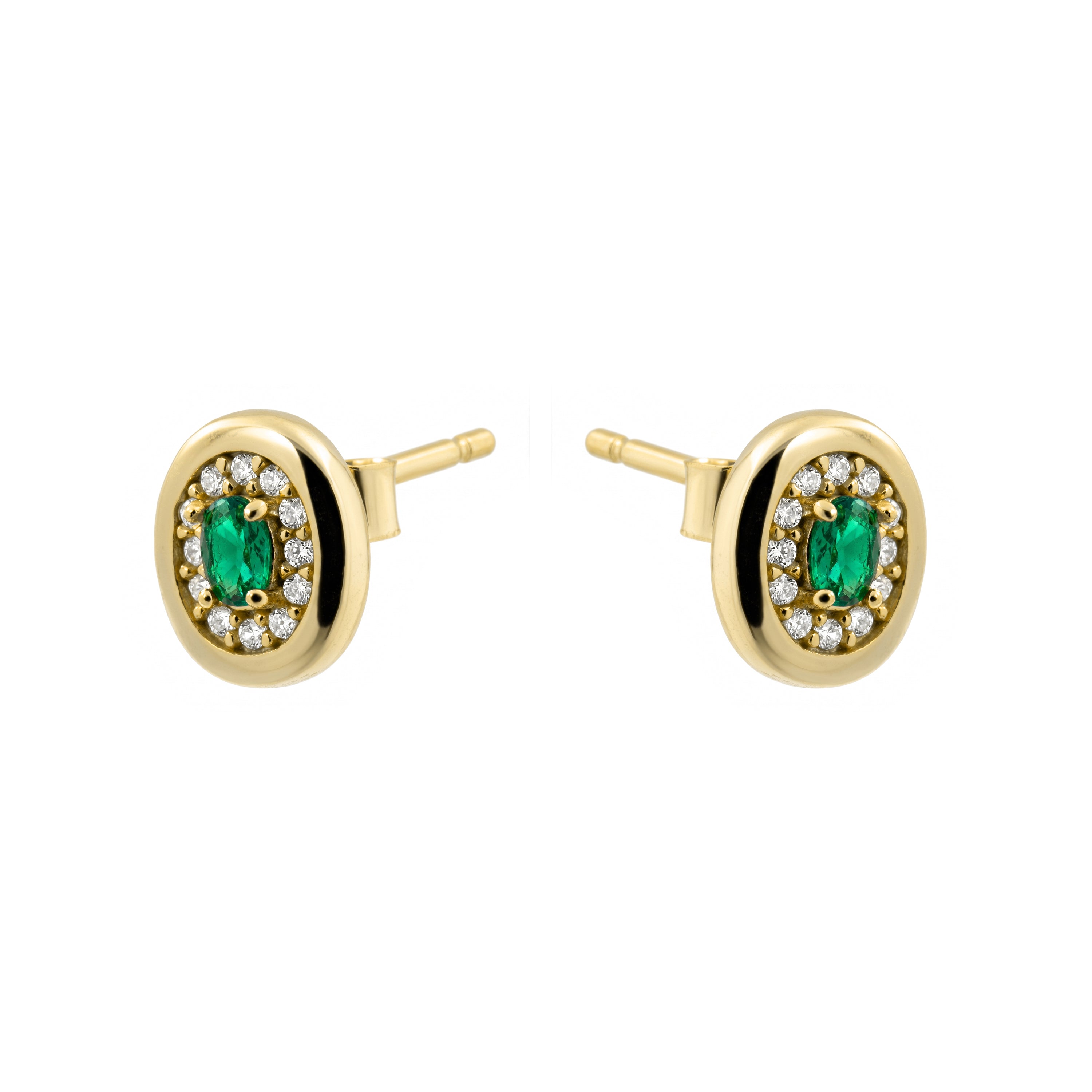 Pendientes de Circonita Esmeralda acabado en oro amarillo de 18k - Sahspu