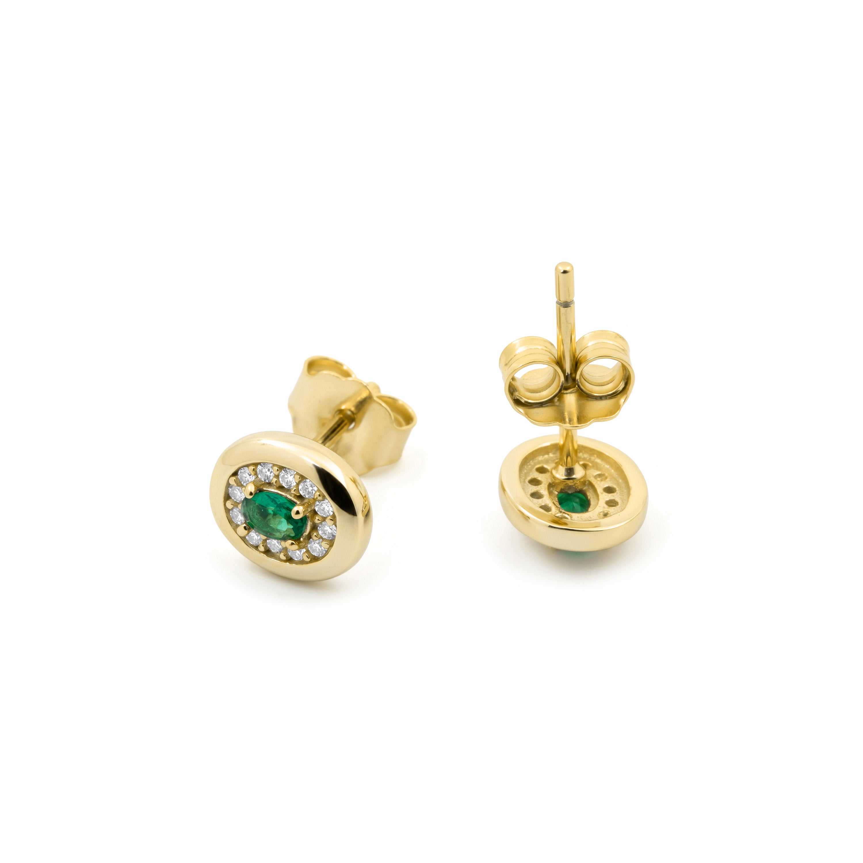 Pendientes de Circonita Esmeralda acabado en oro amarillo de 18k - Sahspu
