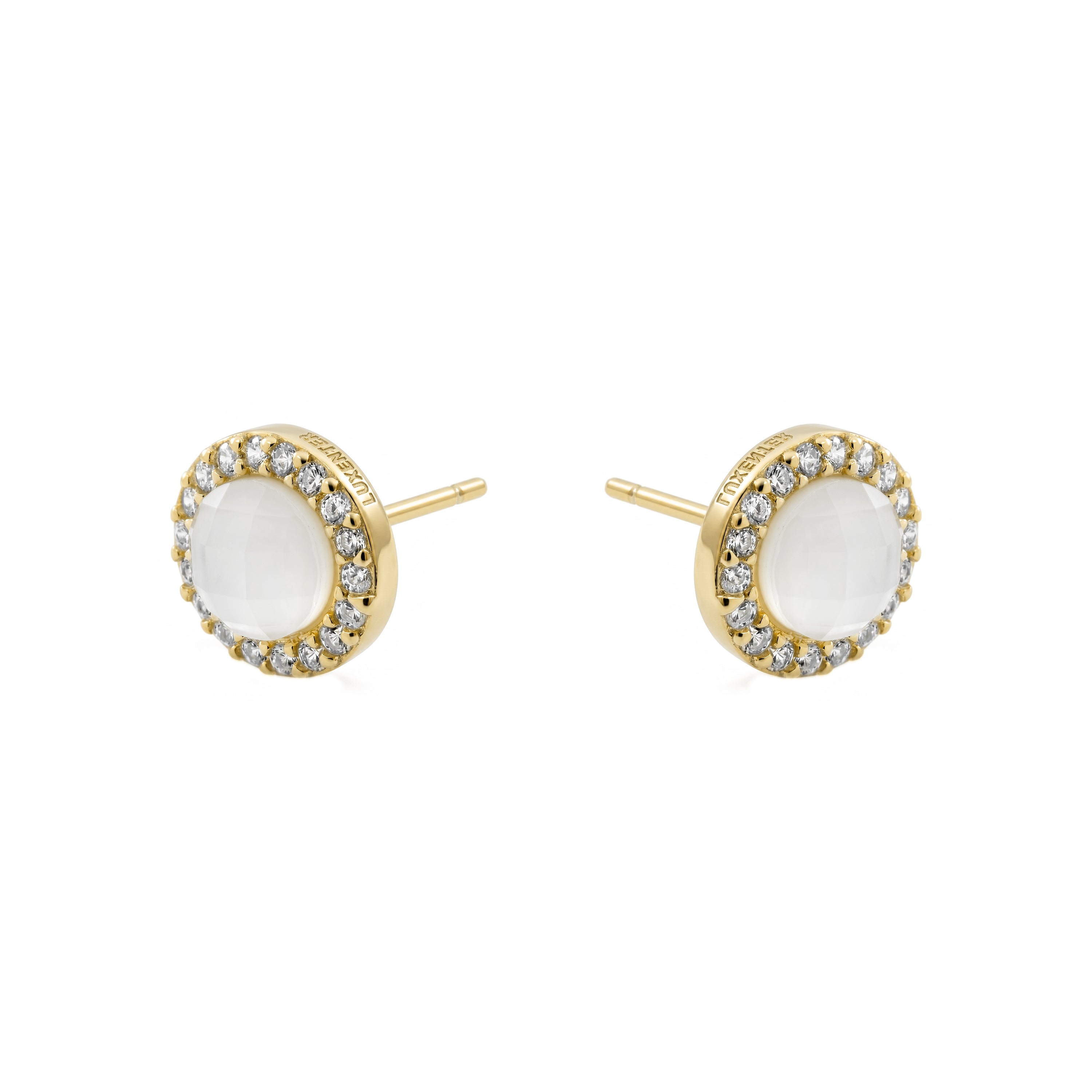Pendientes de Cristal de Roca y Madreperla acabado en oro amarillo de 18k - Tasass