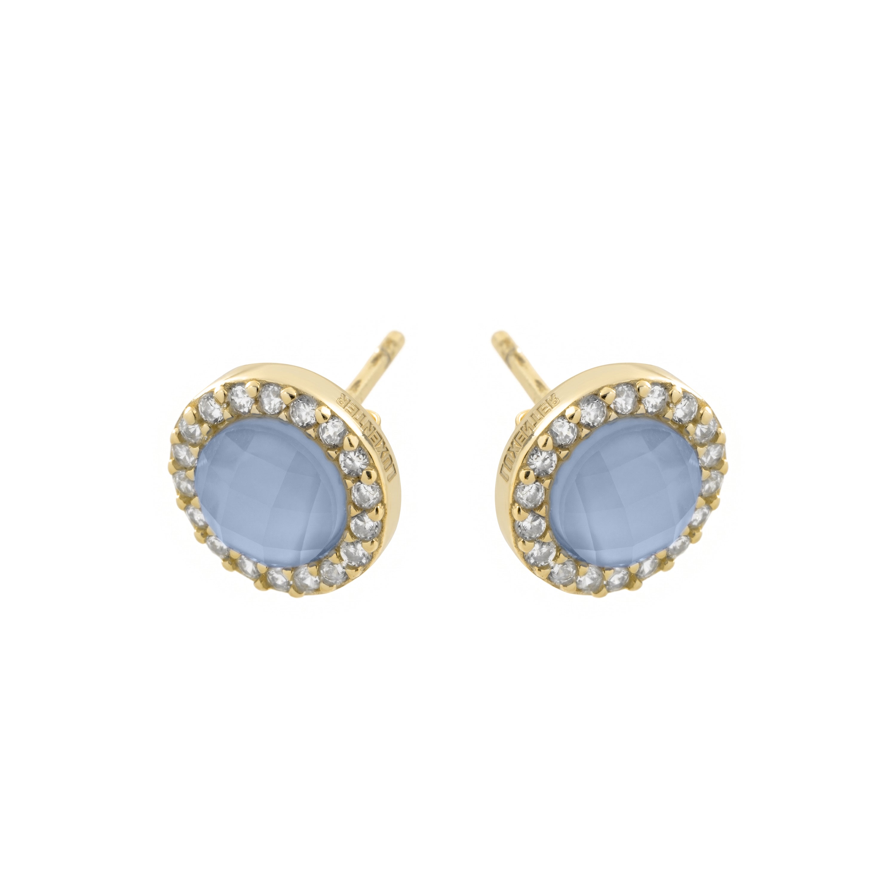 Pendientes de Doblete Azul Ch acabado en oro amarillo de 18k - Tasass