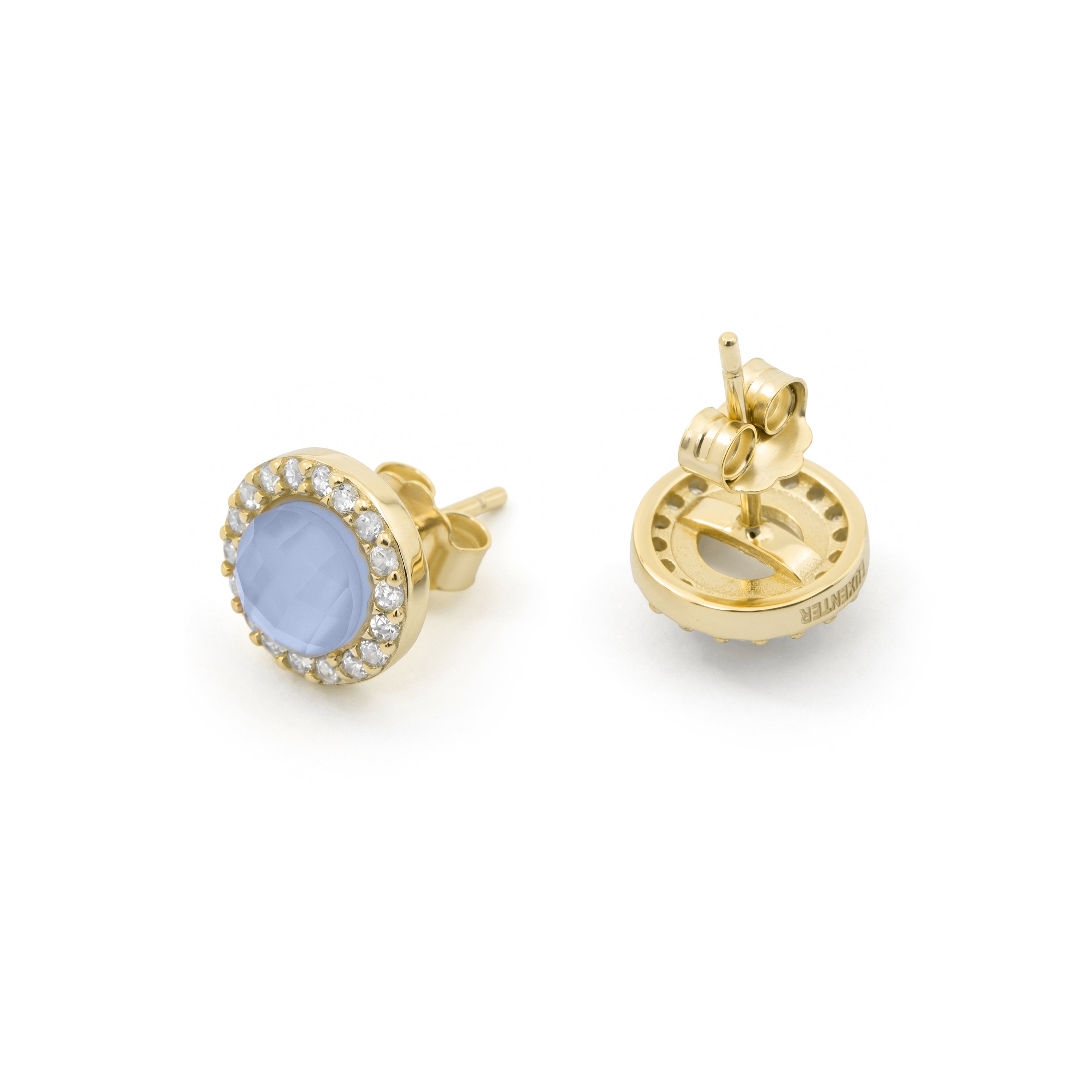Pendientes de Doblete Azul Ch acabado en oro amarillo de 18k - Tasass