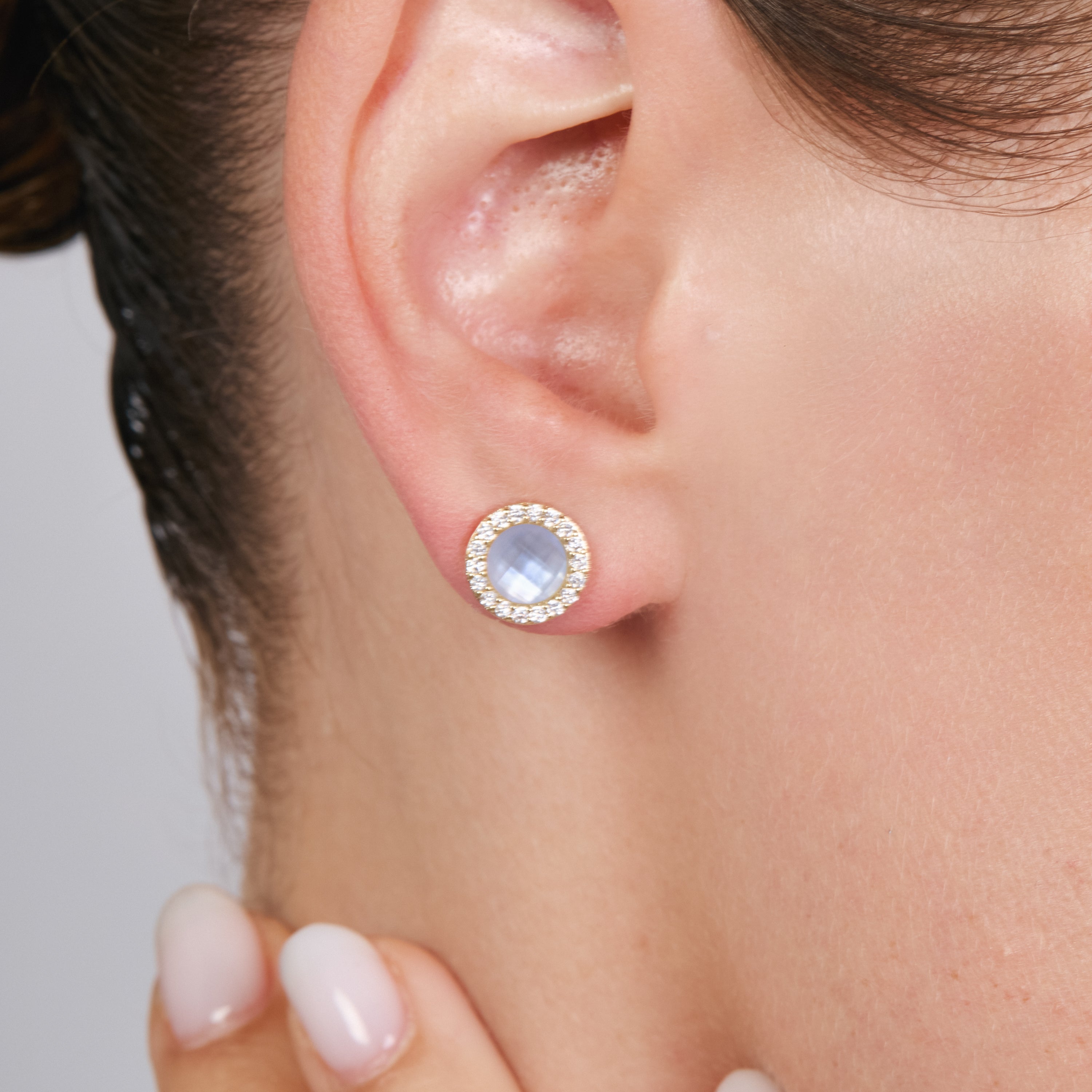 Pendientes de Doblete Azul Ch acabado en oro amarillo de 18k - Tasass