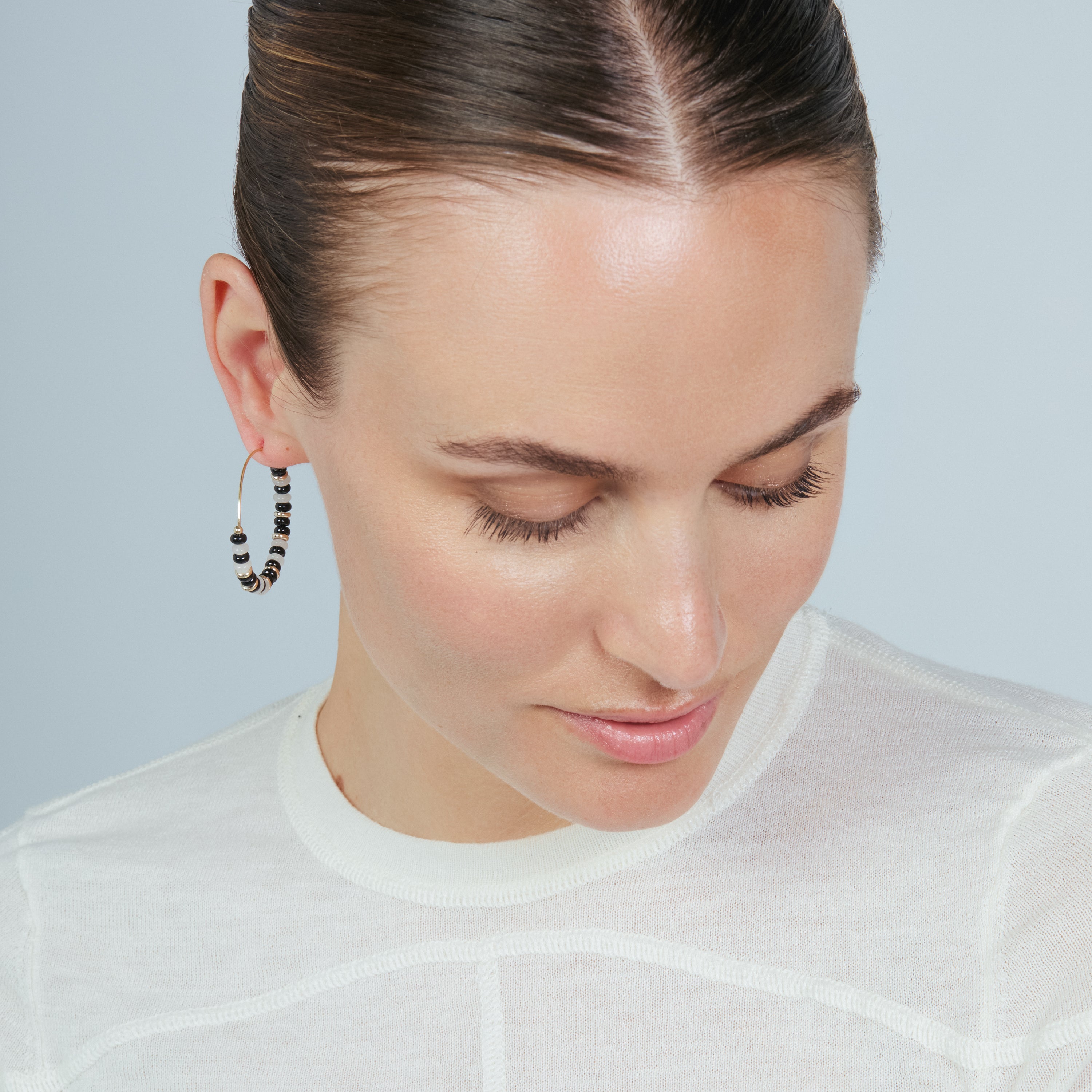 Pendientes de Agata Negra acabado en oro amarillo de 18k - Himo