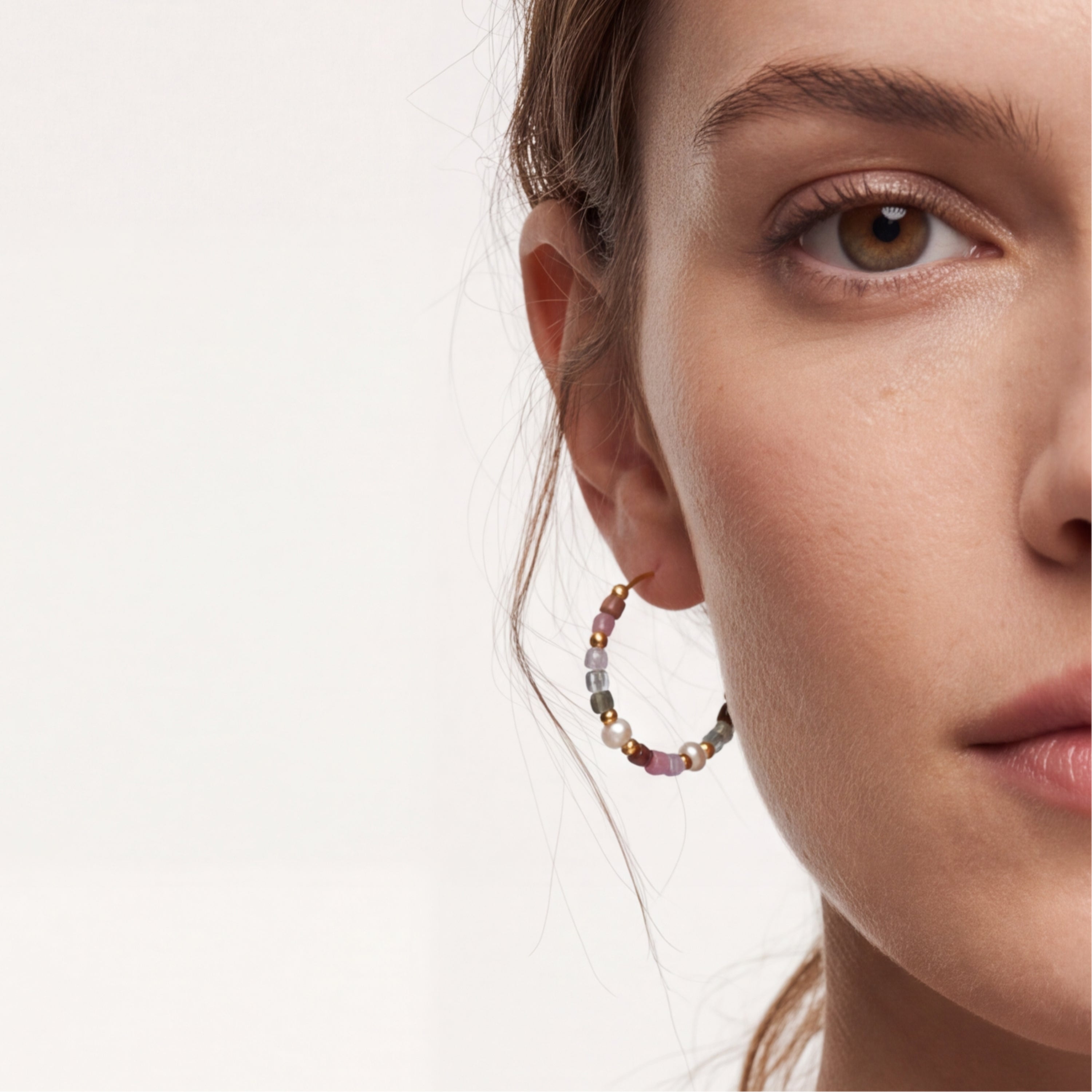 Pendientes de Multicolor Piedra Natural acabado en oro amarillo de 18k - Aprok