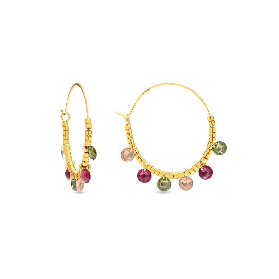 Pendientes de Circonita Multicolor acabado en oro amarillo de 18k - Chiuka