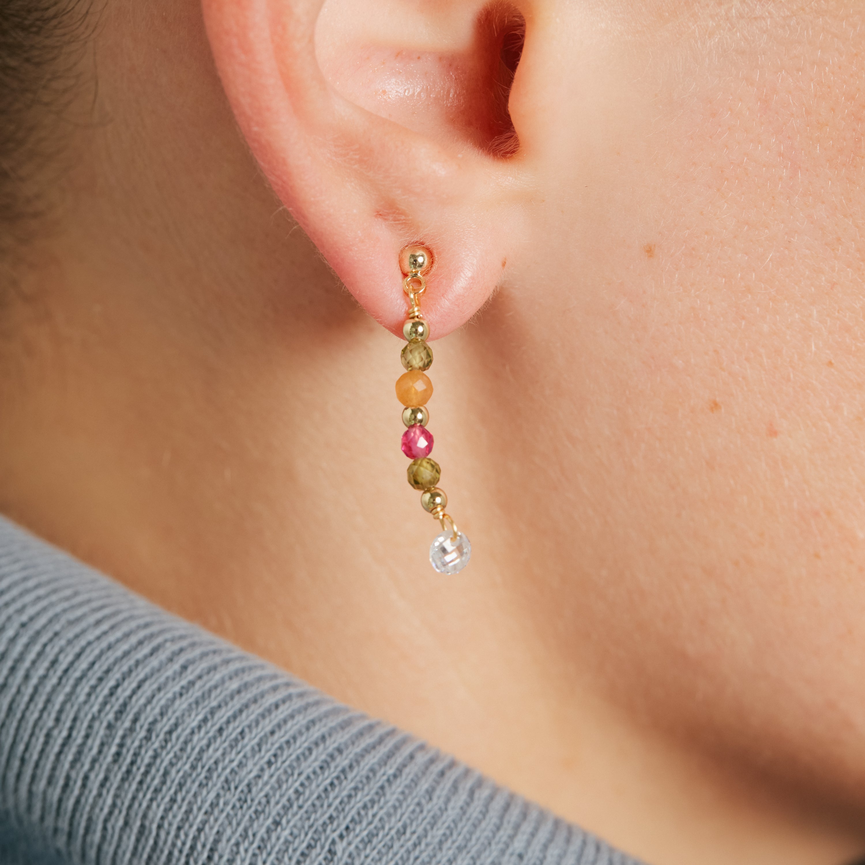 Pendientes de Multicolor Piedra Natural acabado en oro amarillo de 18k - Durregin