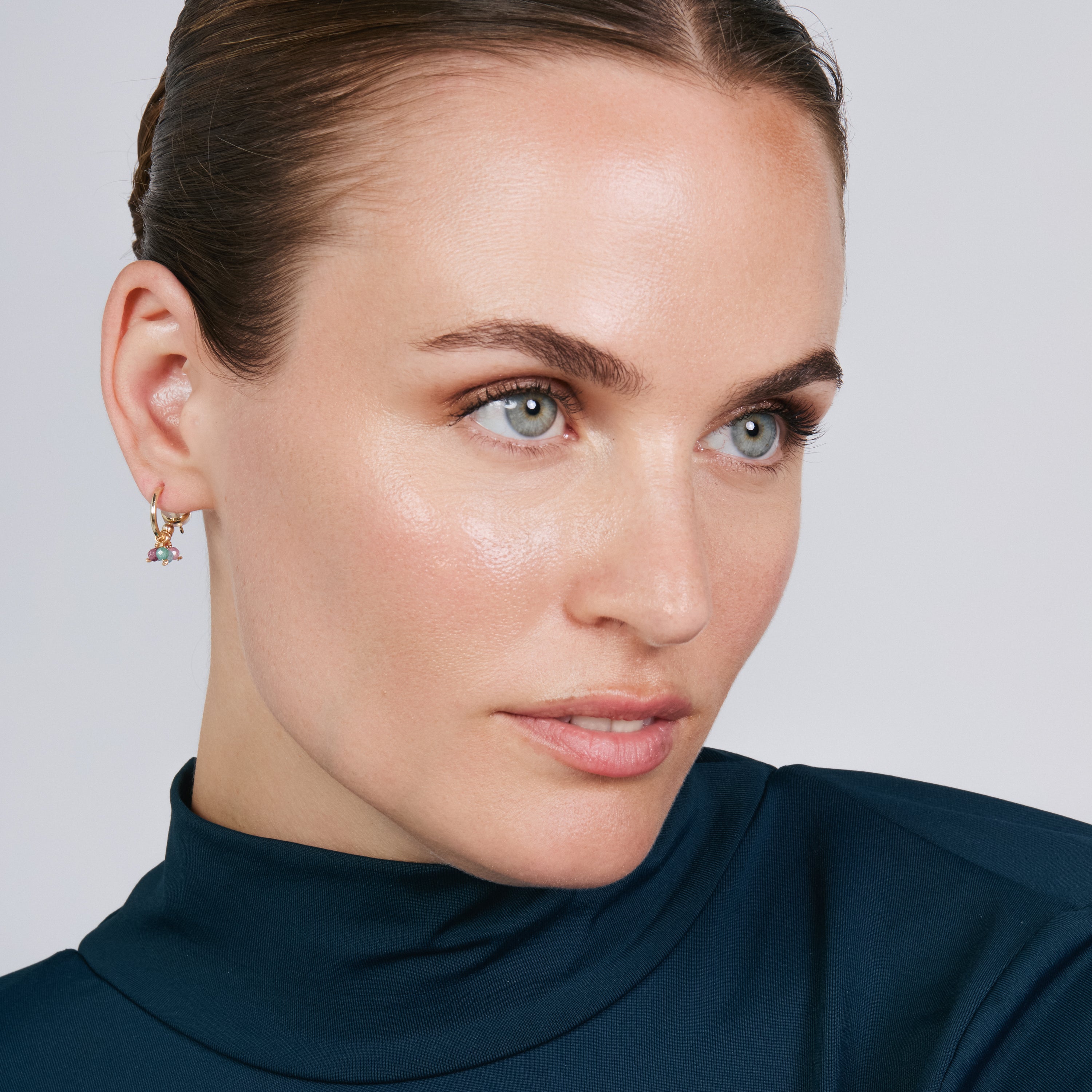 Pendientes de Cristal rosa acabado en oro amarillo de 18k - Jaros