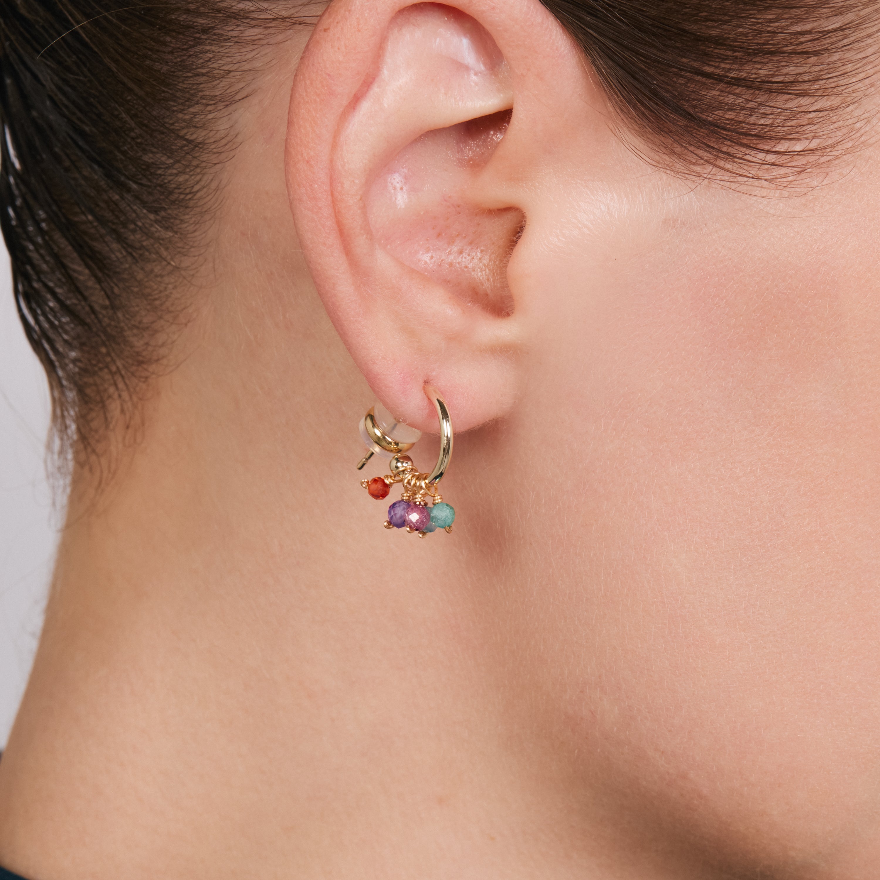 Pendientes de Cristal rosa acabado en oro amarillo de 18k - Jaros