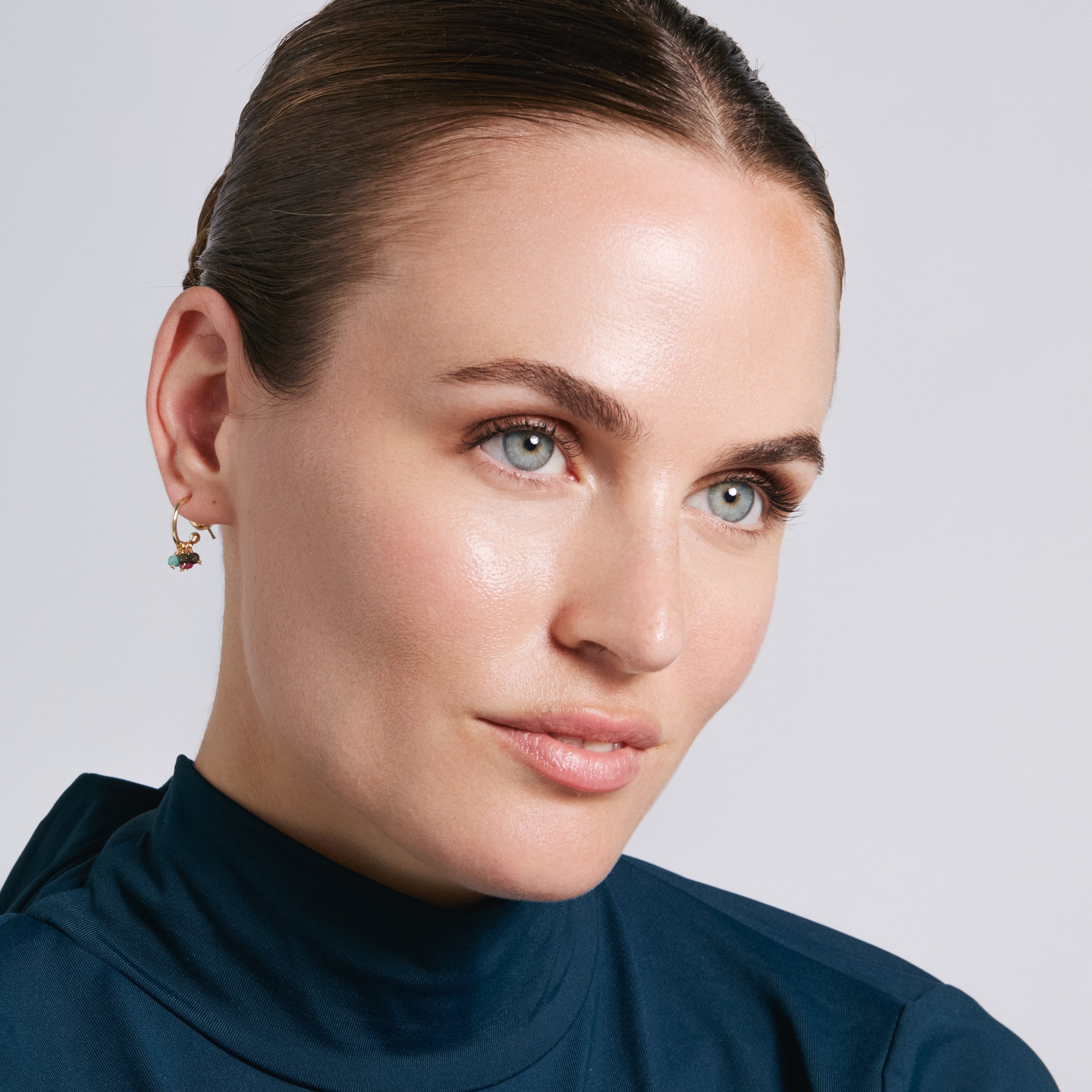 Pendientes de Cristal Verde acabado en oro amarillo de 18k - Jaros