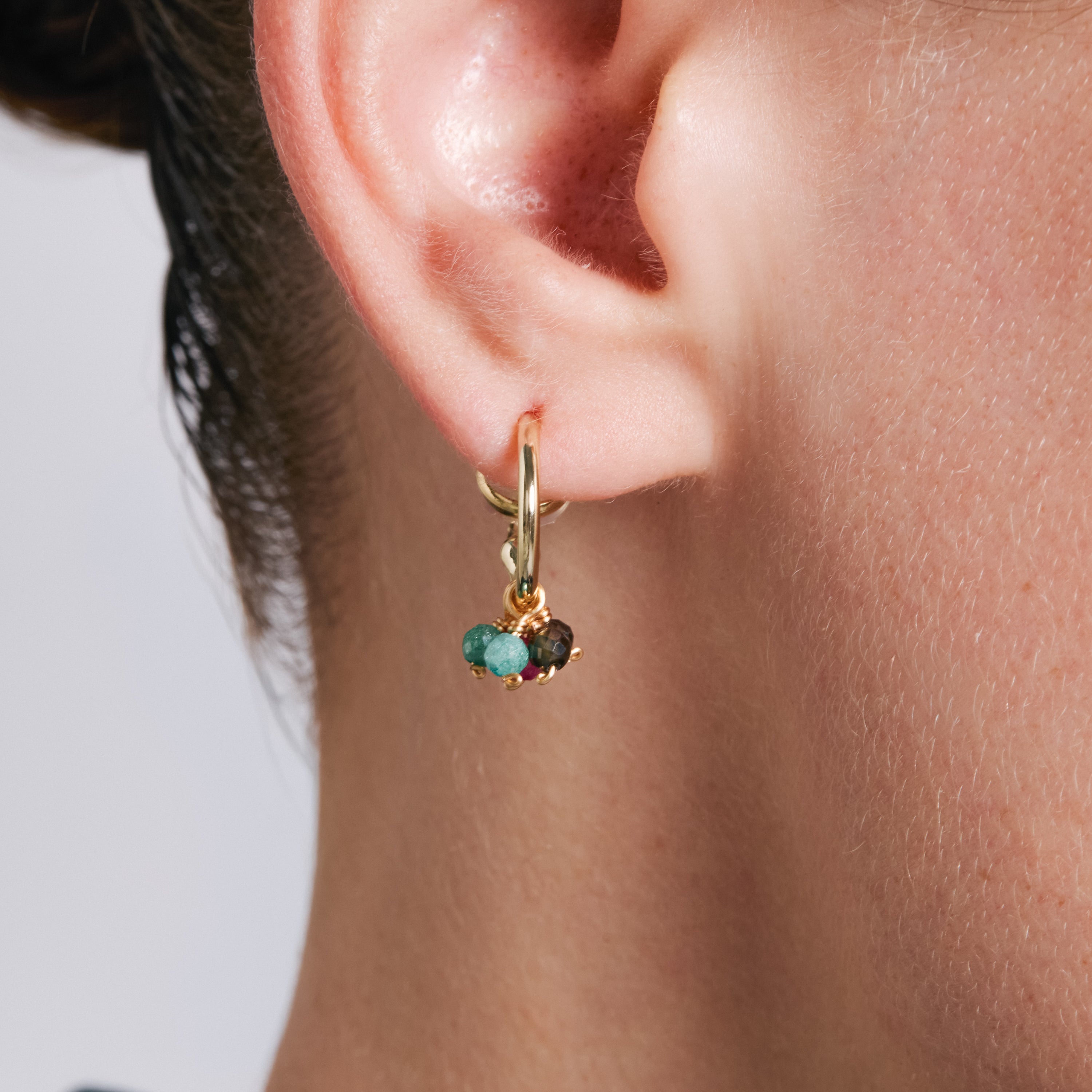 Pendientes de Cristal Verde acabado en oro amarillo de 18k - Jaros