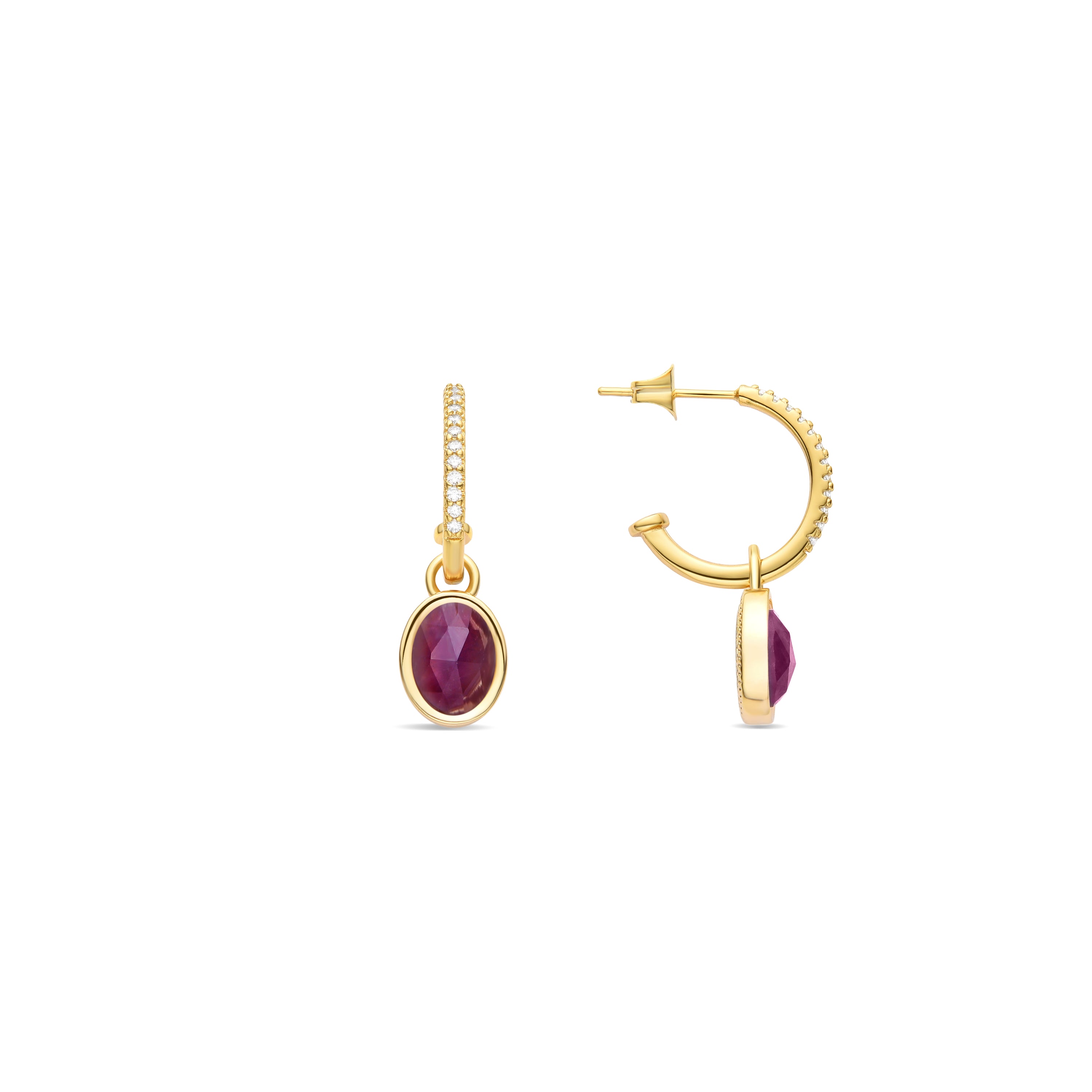 Pendientes de Cristal Morado acabados en oro amarillo 18K - Nyahau