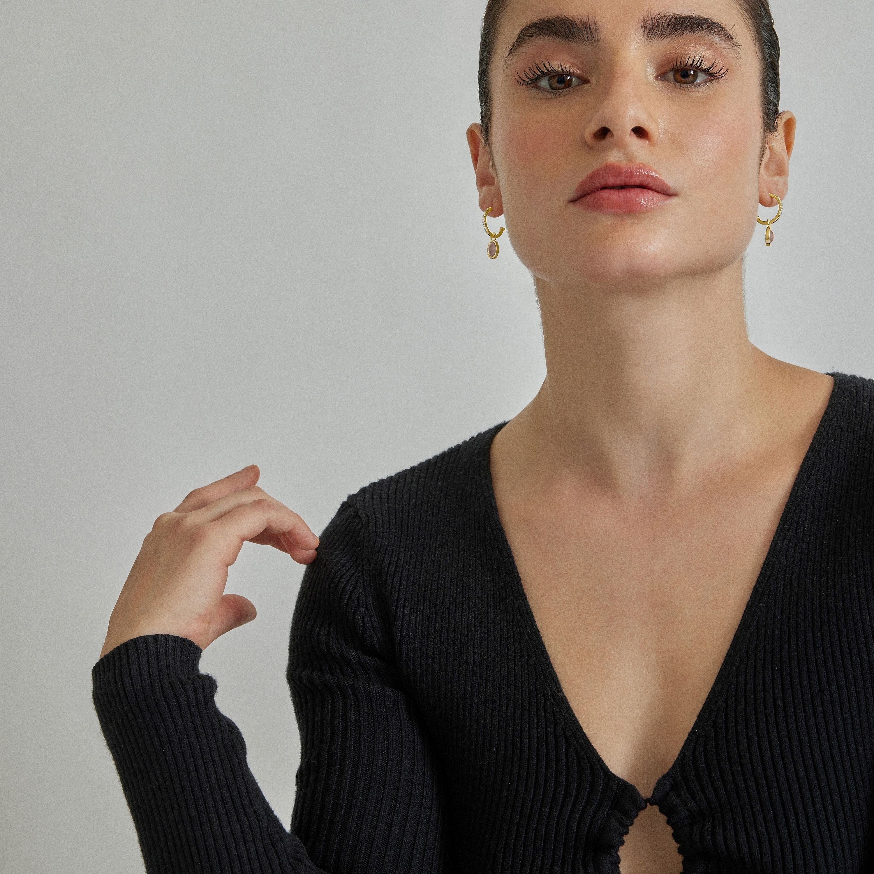 Pendientes de Cristal Morado acabados en oro amarillo 18K - Nyahau