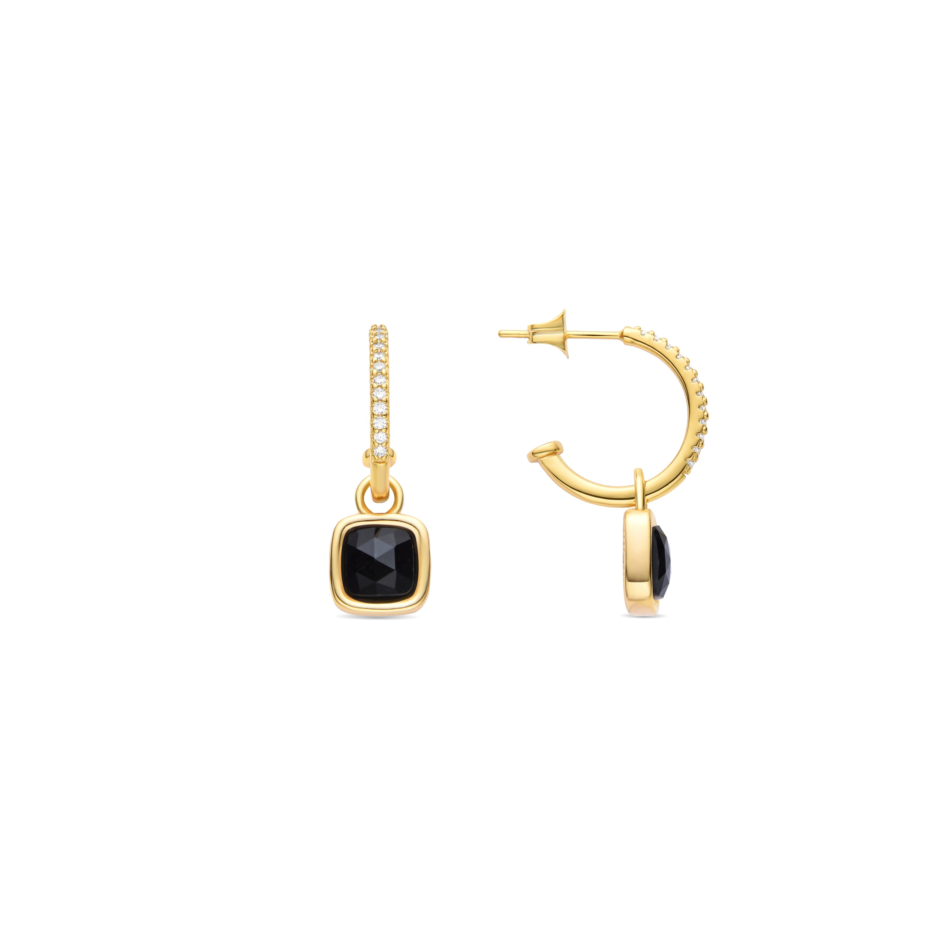 Boucles d'oreilles en cristal bleu foncé finition or jaune 18K - Darmix