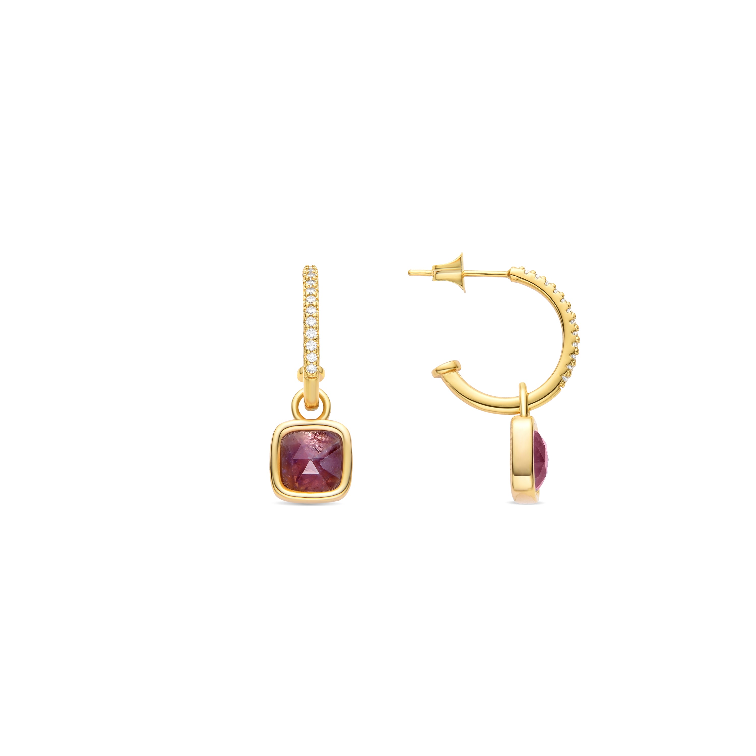 Pendientes de Cristal Morado acabados en oro amarillo 18K - Ourhis