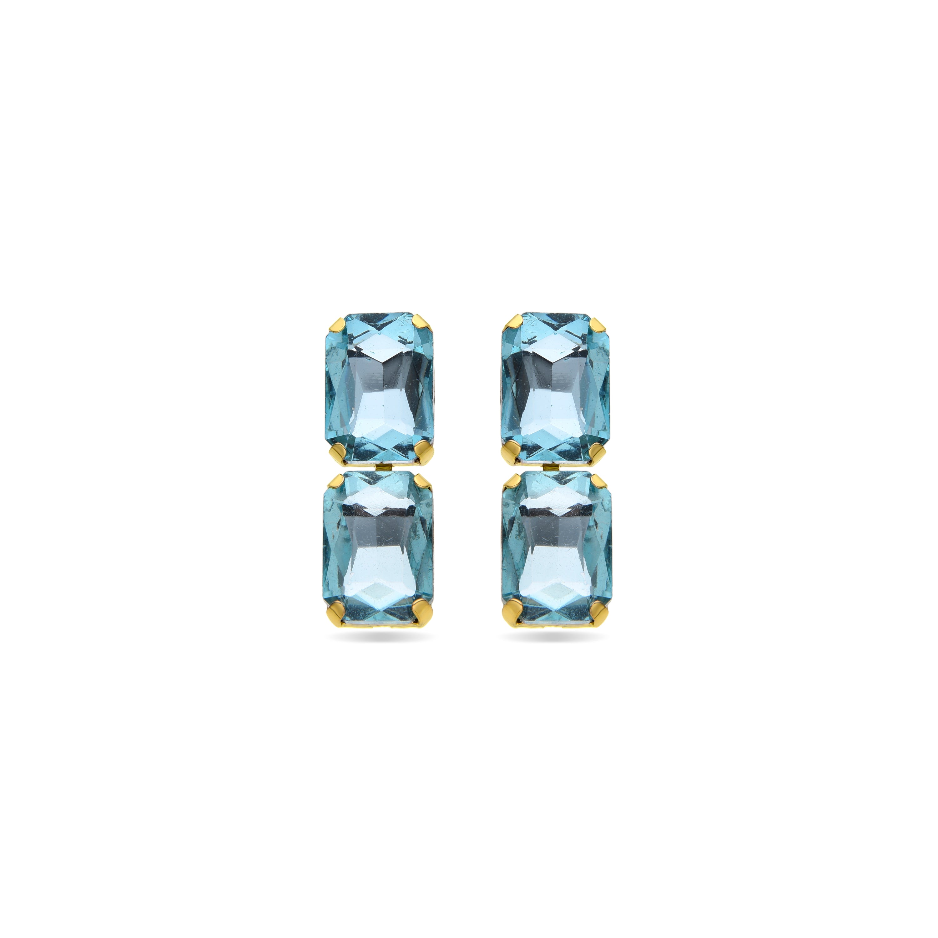 Ohrringe aus blauem Kristall mit 18K Gelbgold-Finish - Ankek