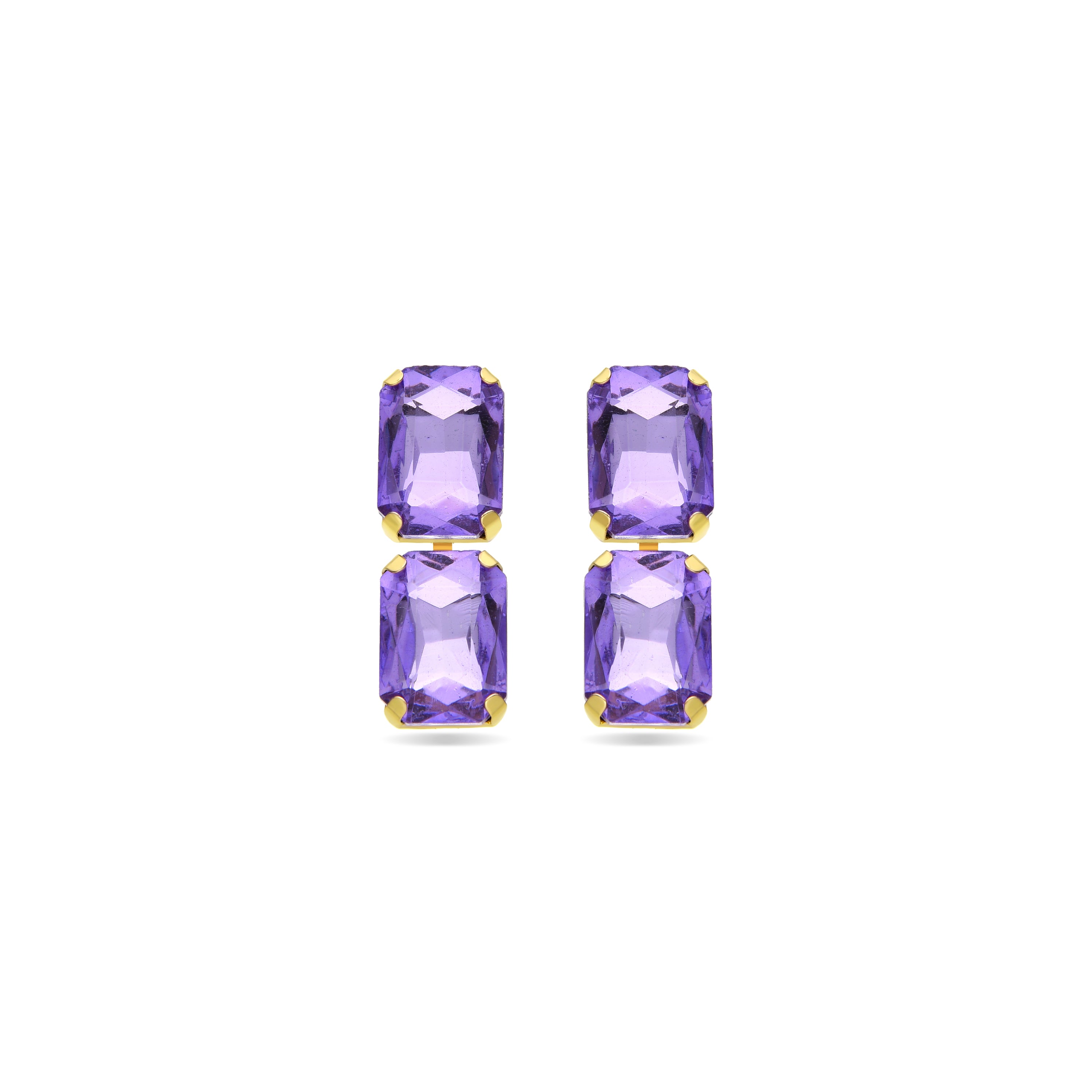 Pendientes de Cristal Morado acabados en oro amarillo 18K - Ankek