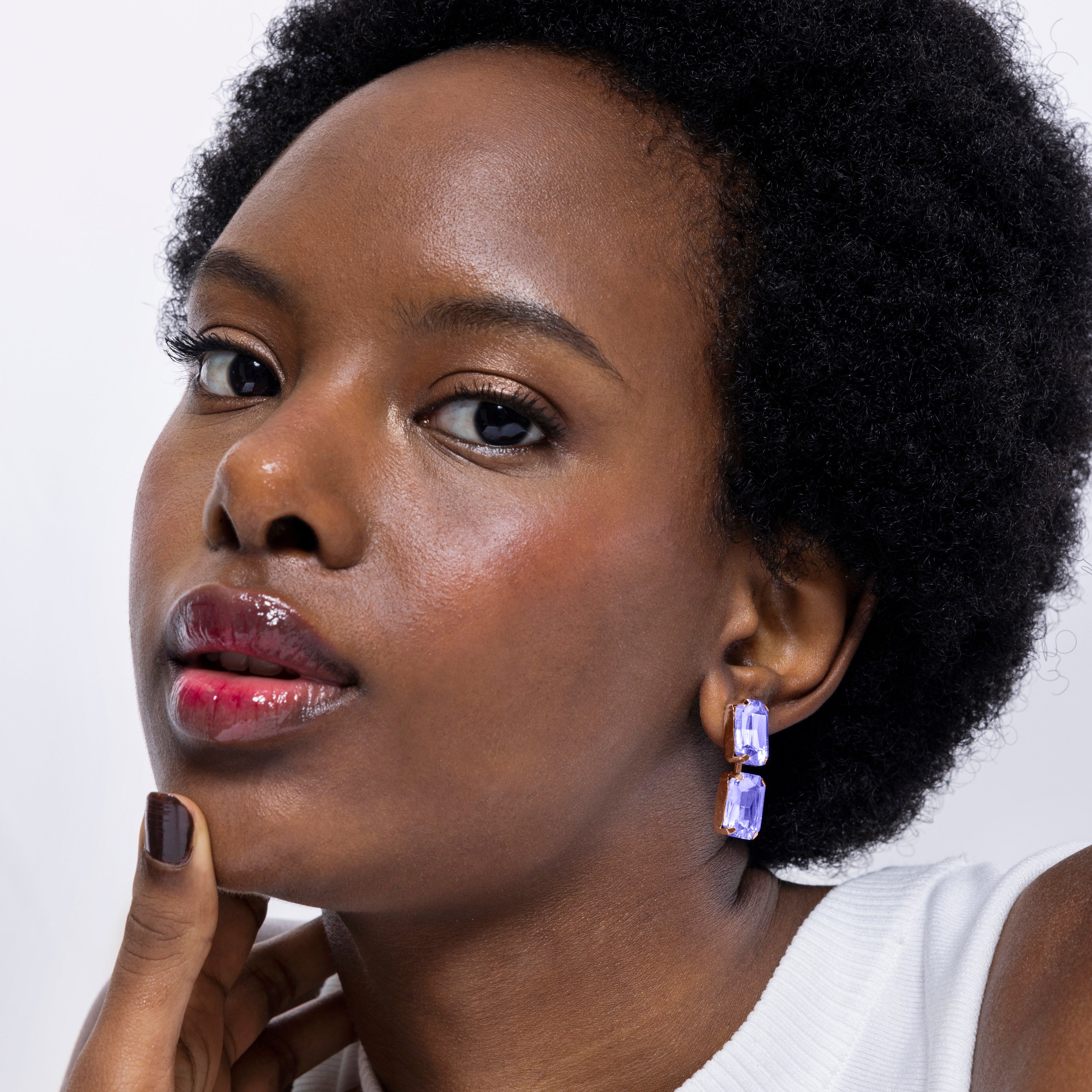 Pendientes de Cristal Morado acabados en oro amarillo 18K - Ankek