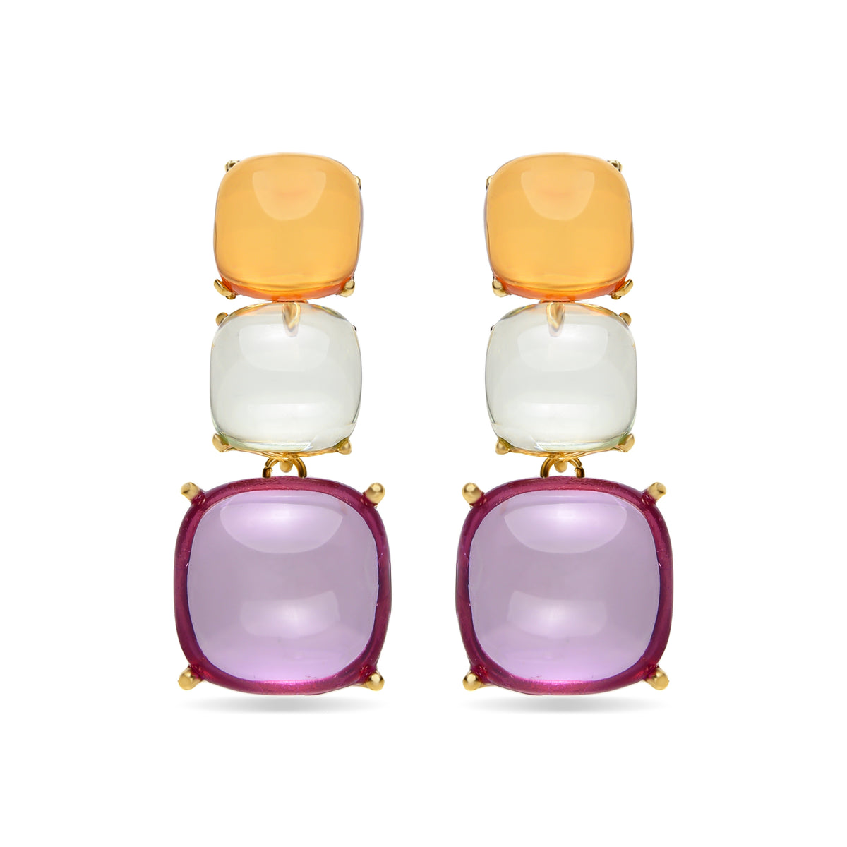 Pendientes de Cristal Multicolor acabados en oro amarillo 18K - Narion