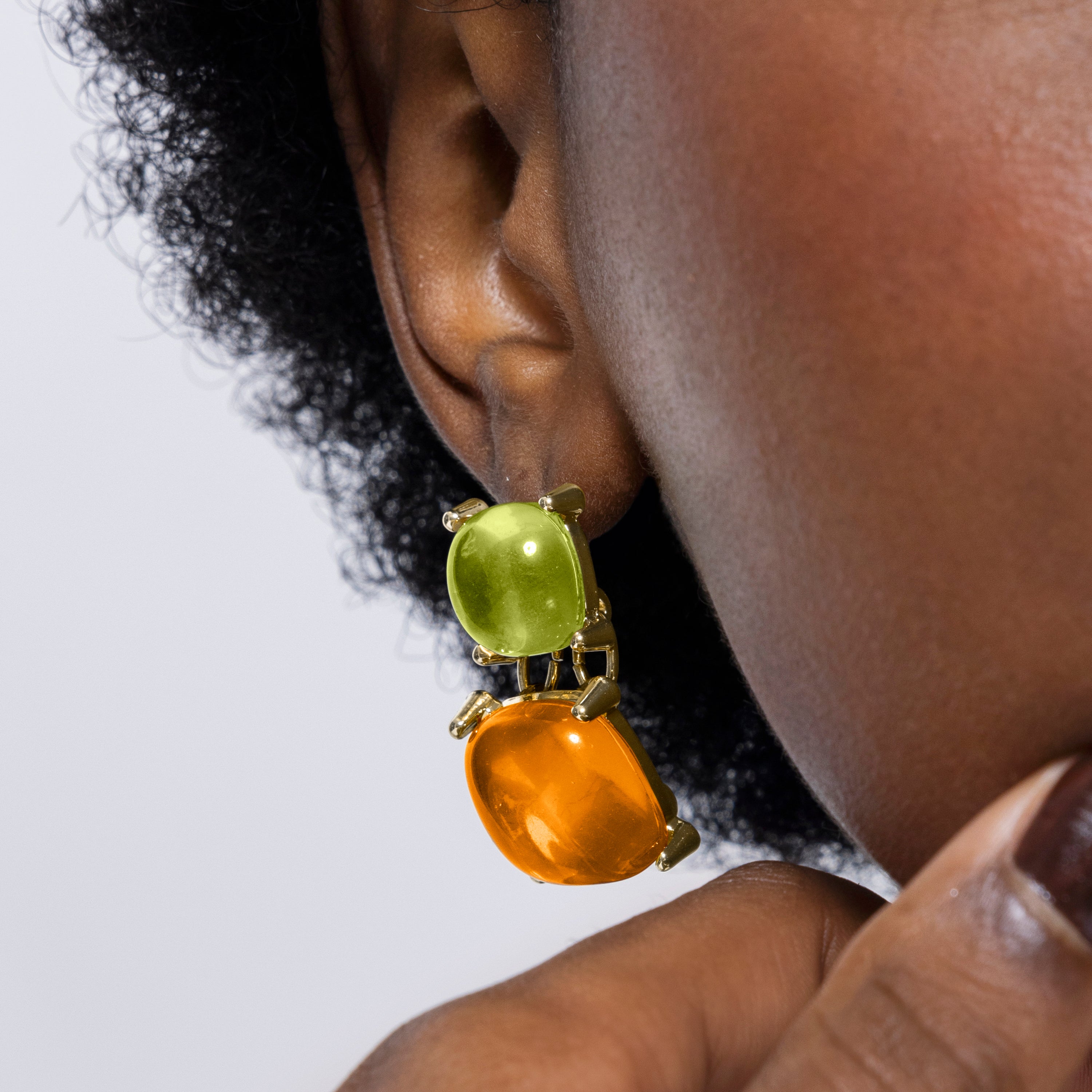 Multicolor Crystal Earrings finished in 18K yellow gold - Tosab