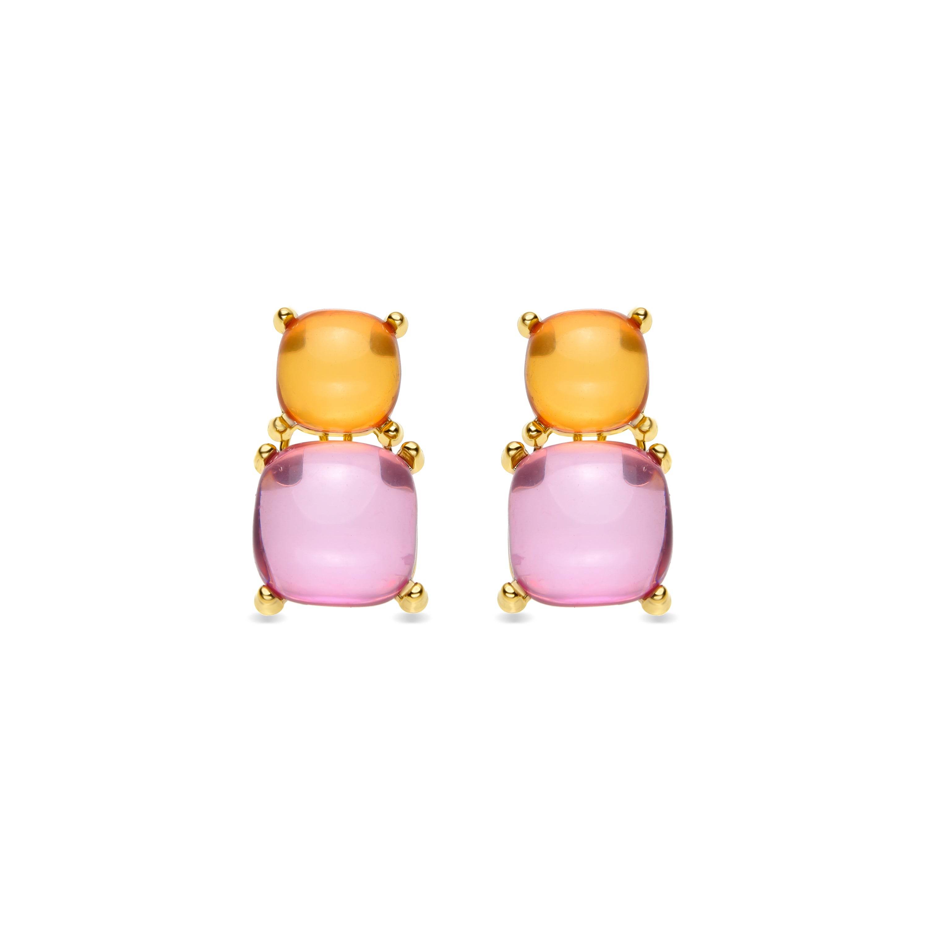 Brincos de Cristal Multicolor acabados em ouro amarelo 18K - Azara