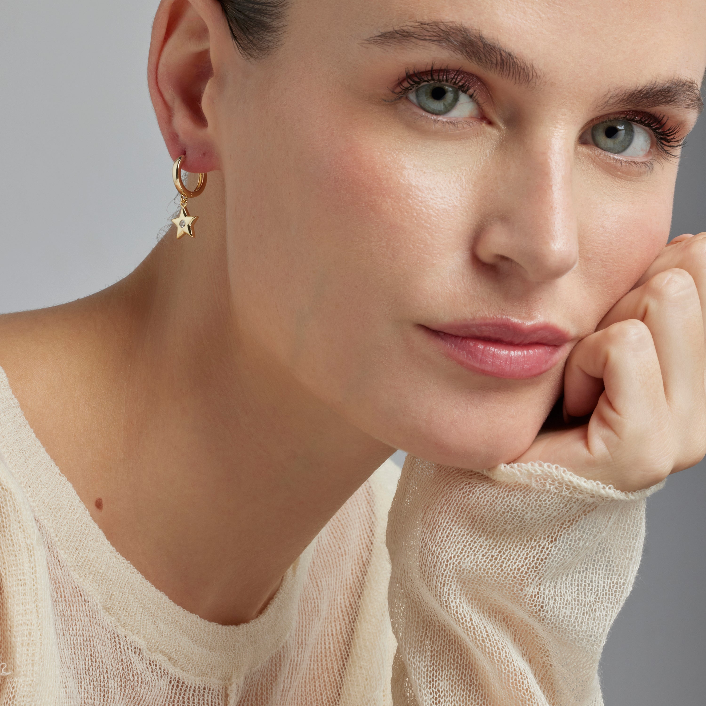 Boucles d'oreilles en zircon brillant finition or jaune 18K - Lihus