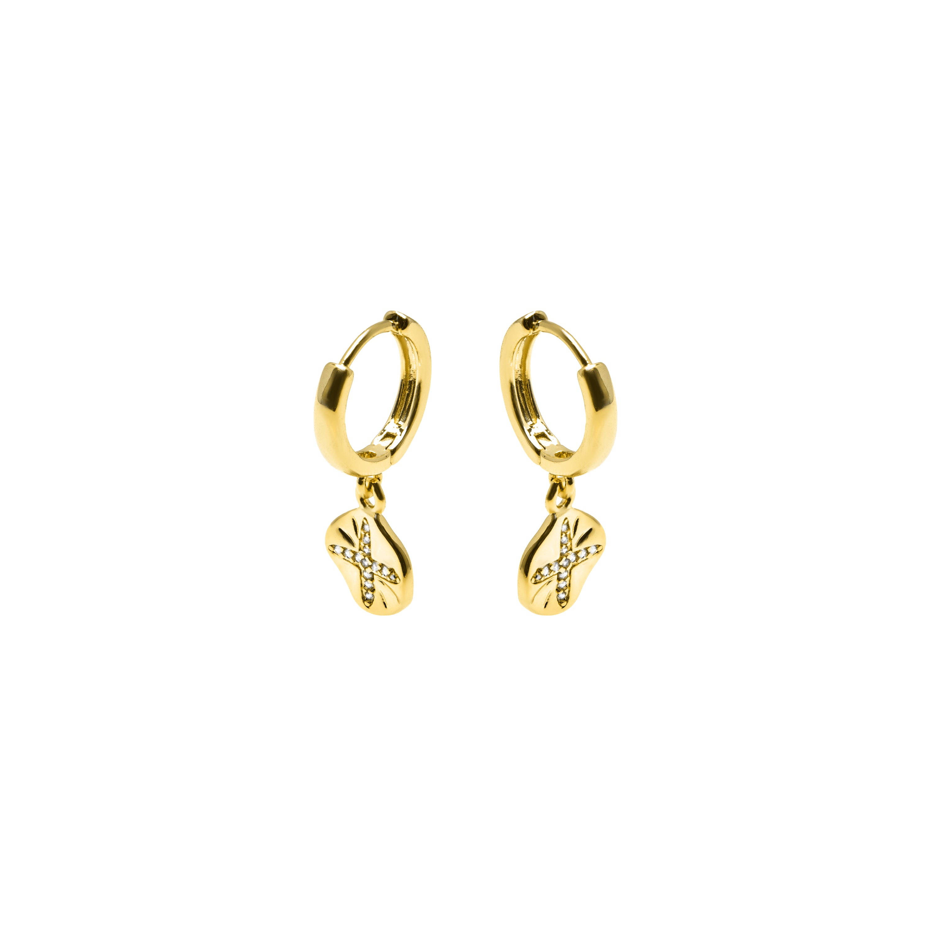 Brilliant Zirconia Earrings finished in 18K yellow gold - Topro