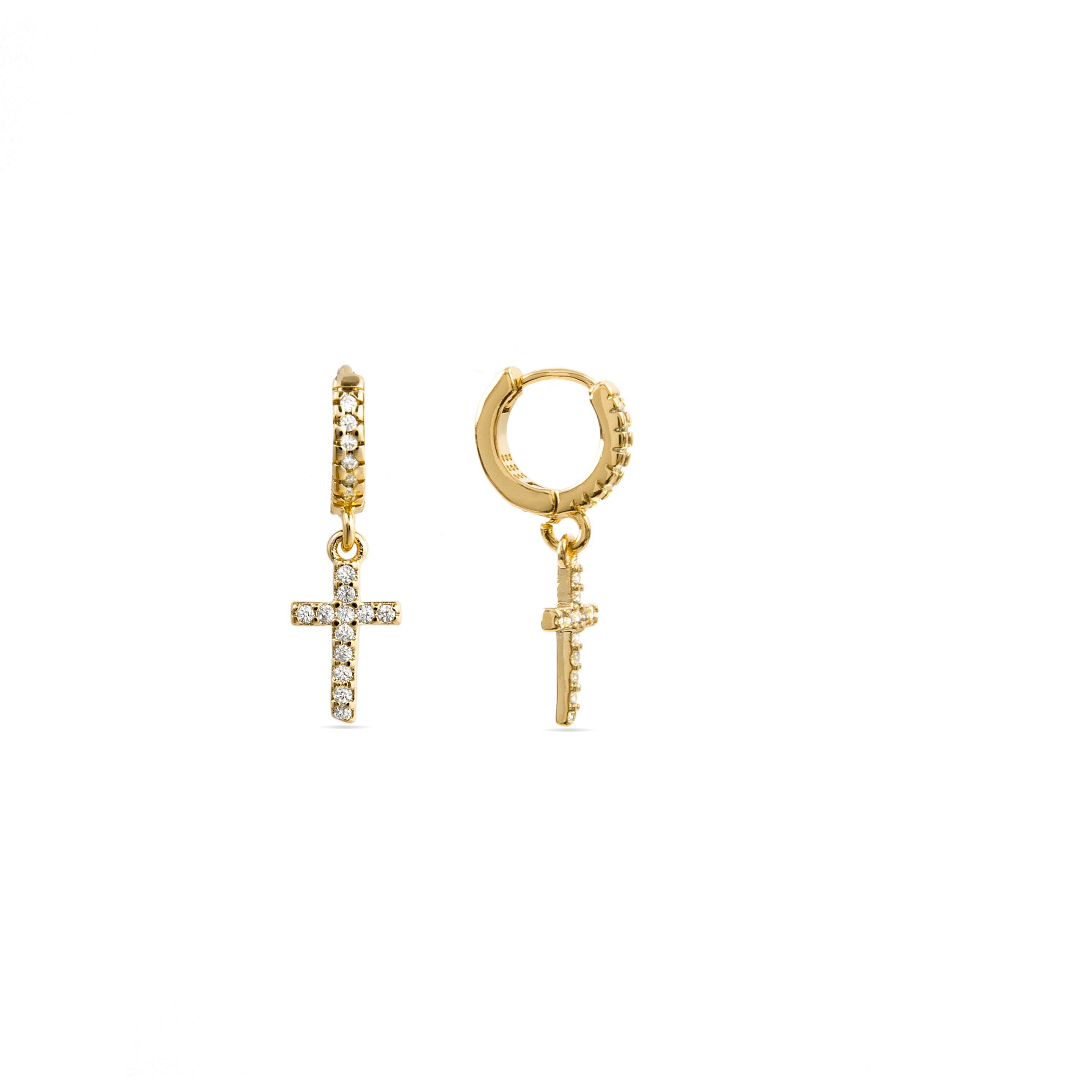 Brincos de Zircónia Brilhante acabados em ouro amarelo 18K - Mezxo