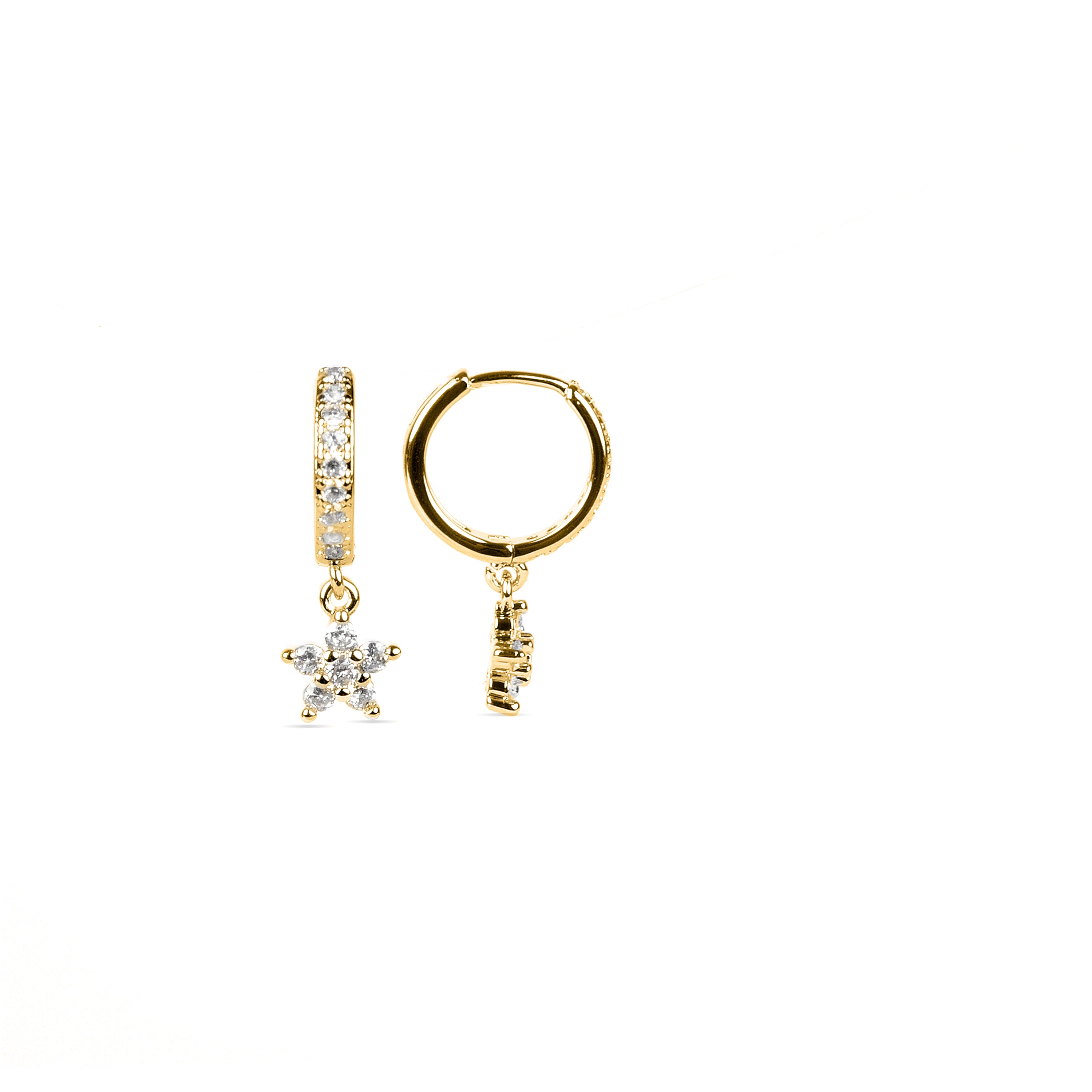 Brincos de Zircónia Brilhante acabados em ouro amarelo 18K - Kord