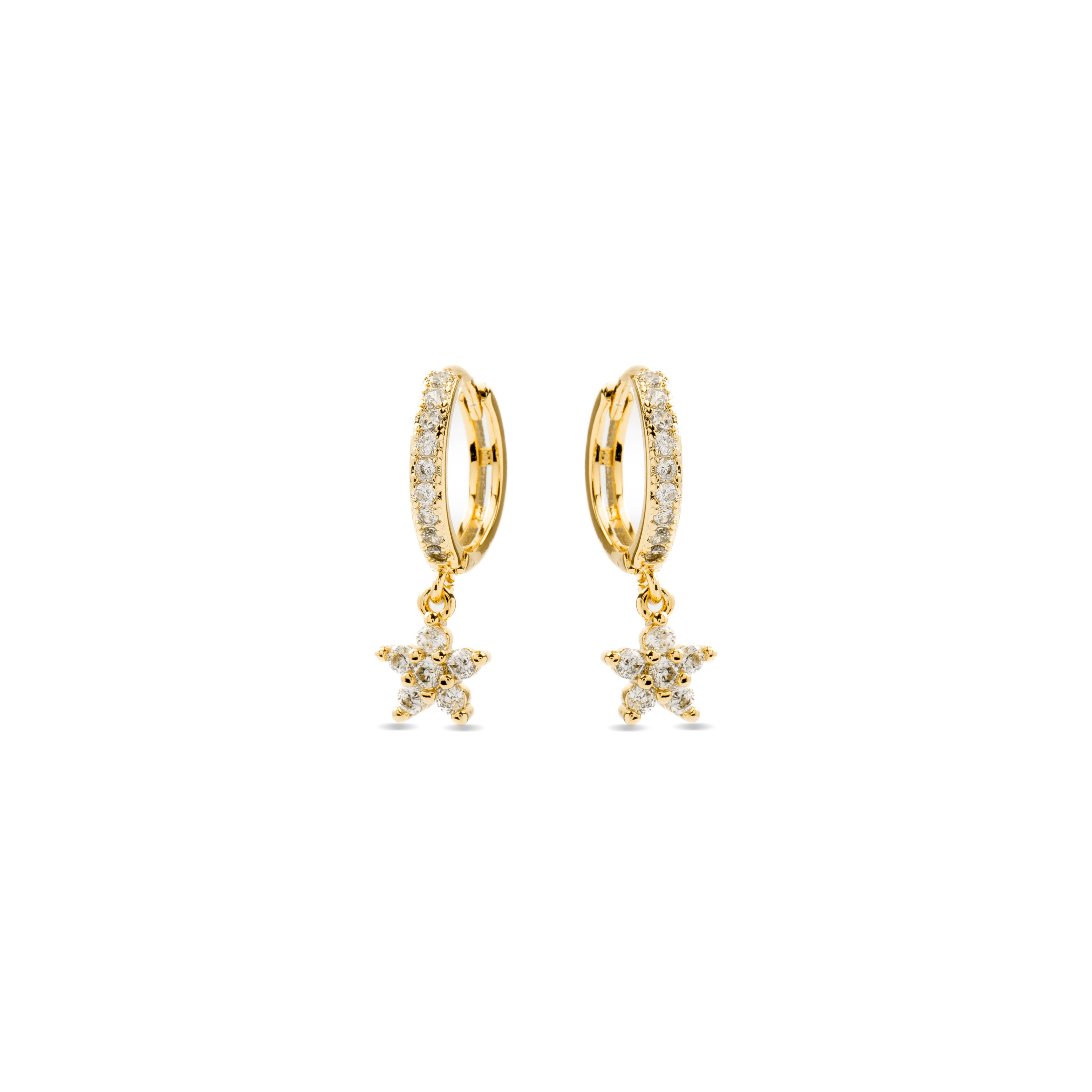 Brincos de Zircónia Brilhante acabados em ouro amarelo 18K - Kord