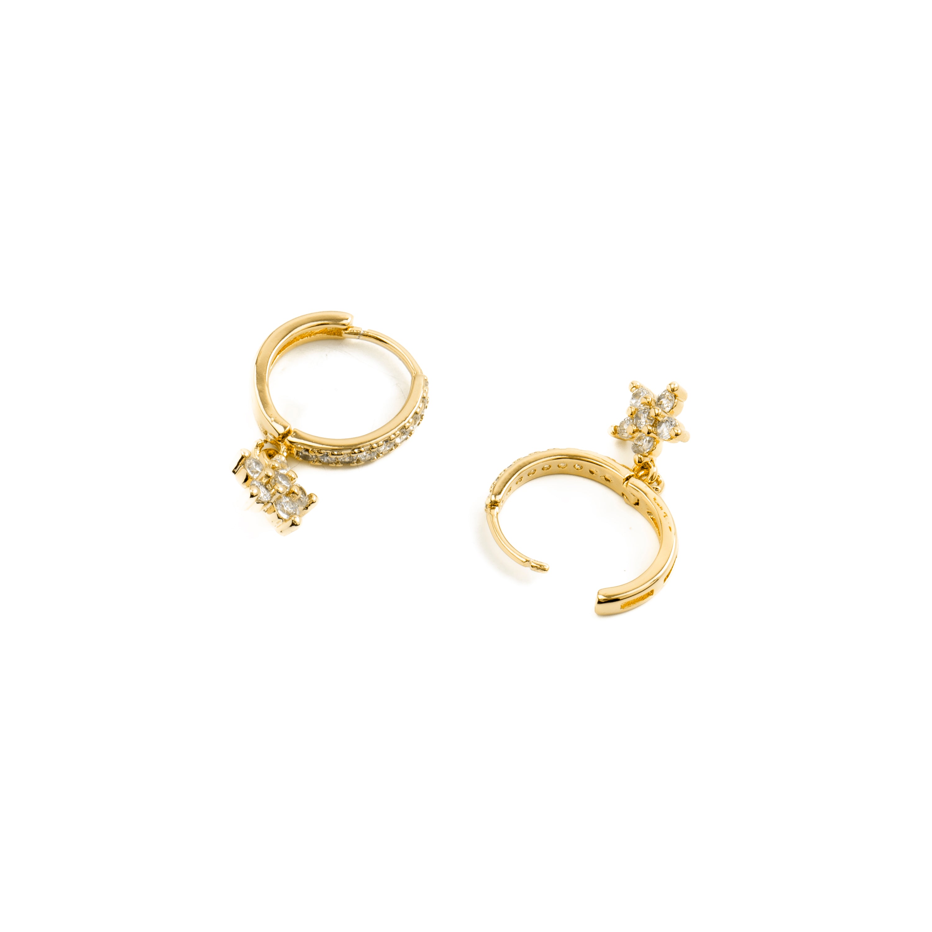 Brincos de Zircónia Brilhante acabados em ouro amarelo 18K - Kord