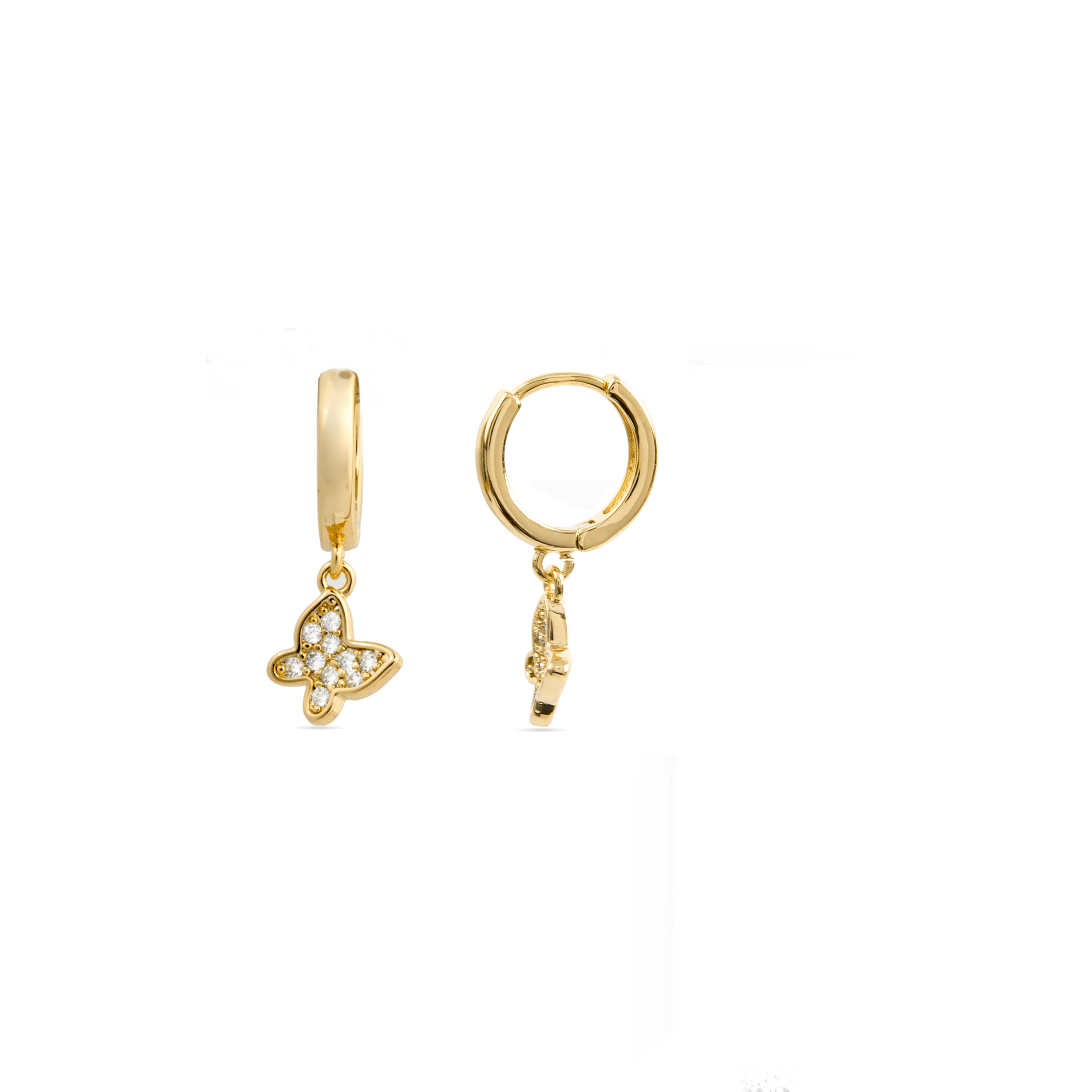 Boucles d'oreilles en zircon brillant finition or jaune 18K - Kaduro