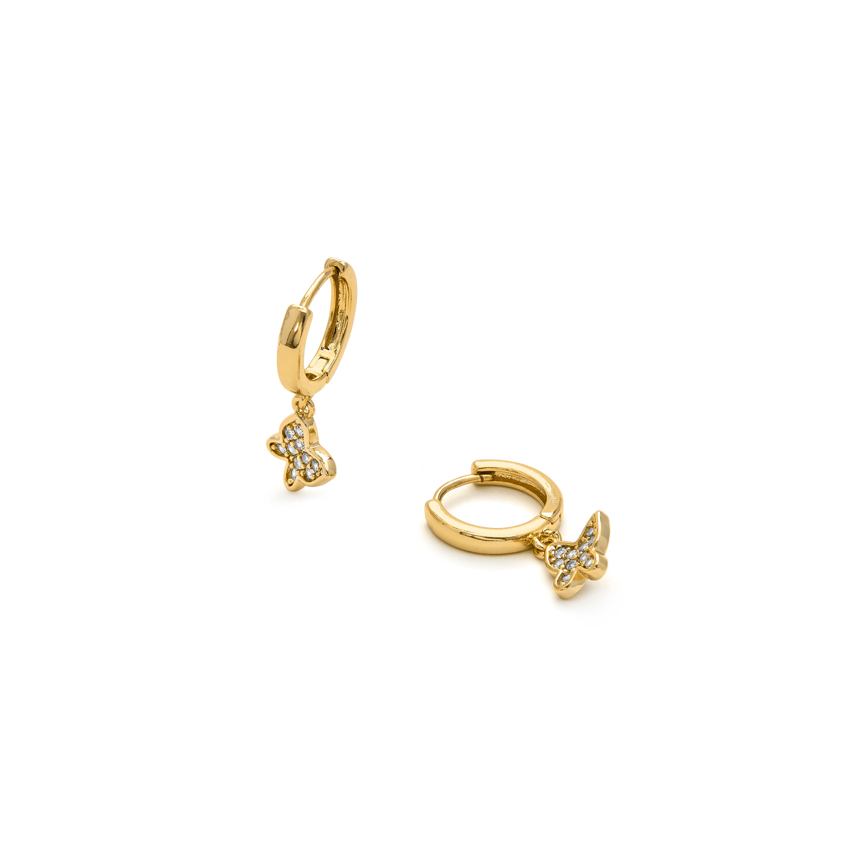 Boucles d'oreilles en zircon brillant finition or jaune 18K - Kaduro