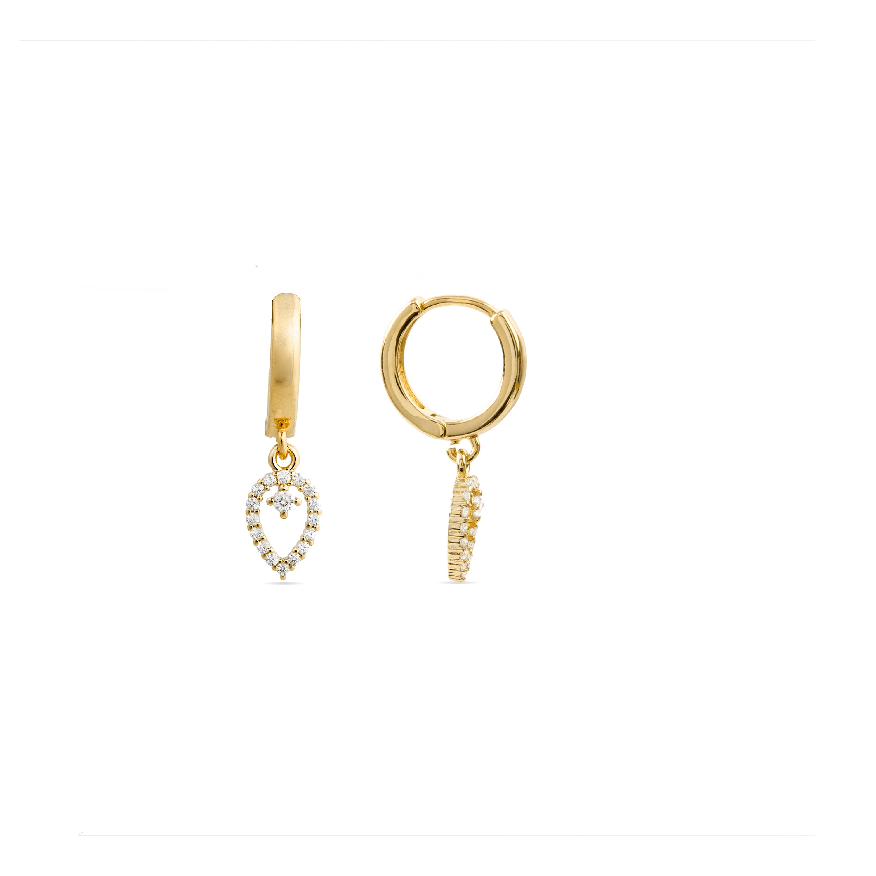 Brincos de Zircónia Brilhante acabados em ouro amarelo 18K - Sarath